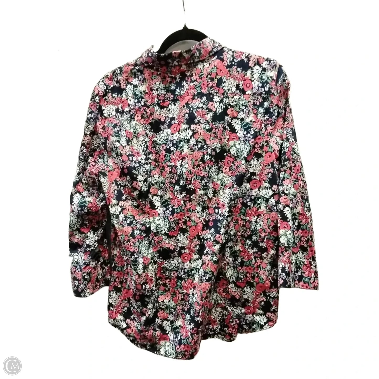 Blouse Long Sleeve By Chaps In Floral Print, Size: L