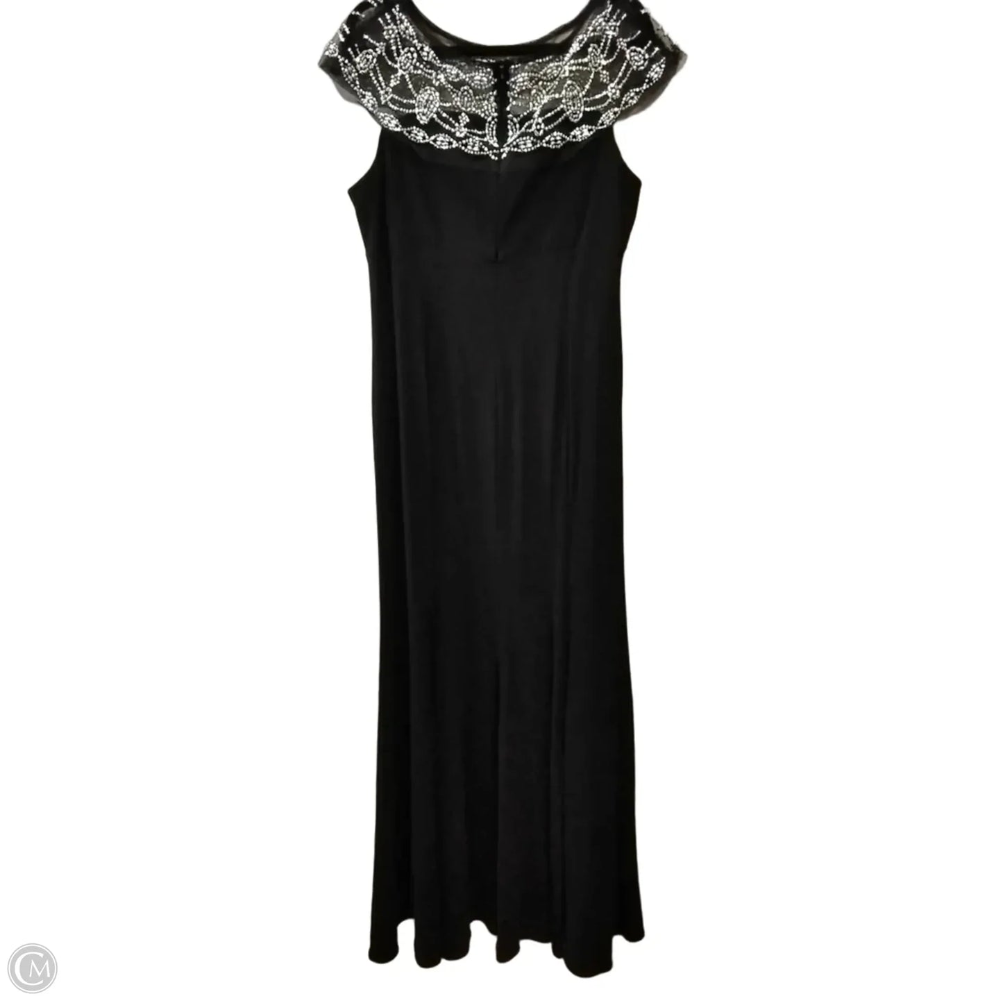 Dress Party Long By Clothes Mentor In Black & Silver, Size: 14