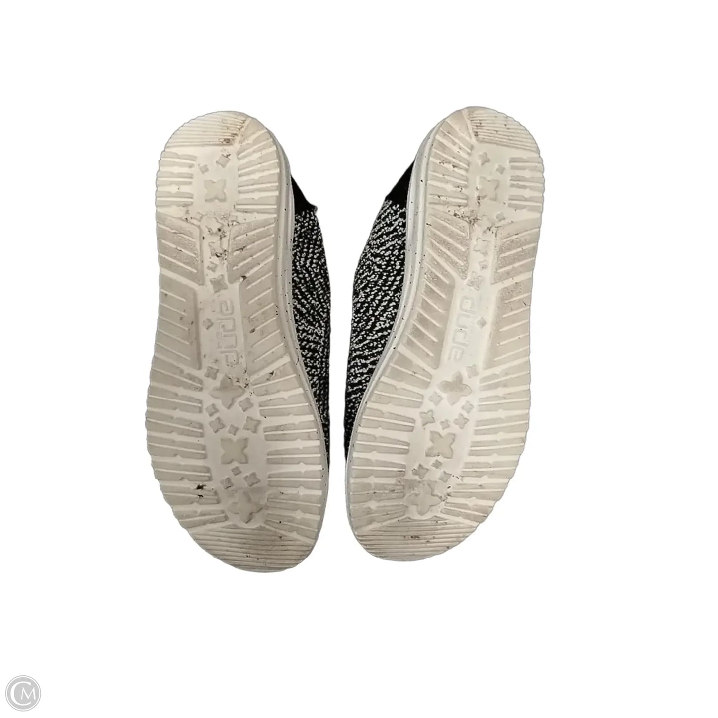Shoes Flats By Hey Dude In Black & White, Size: 5