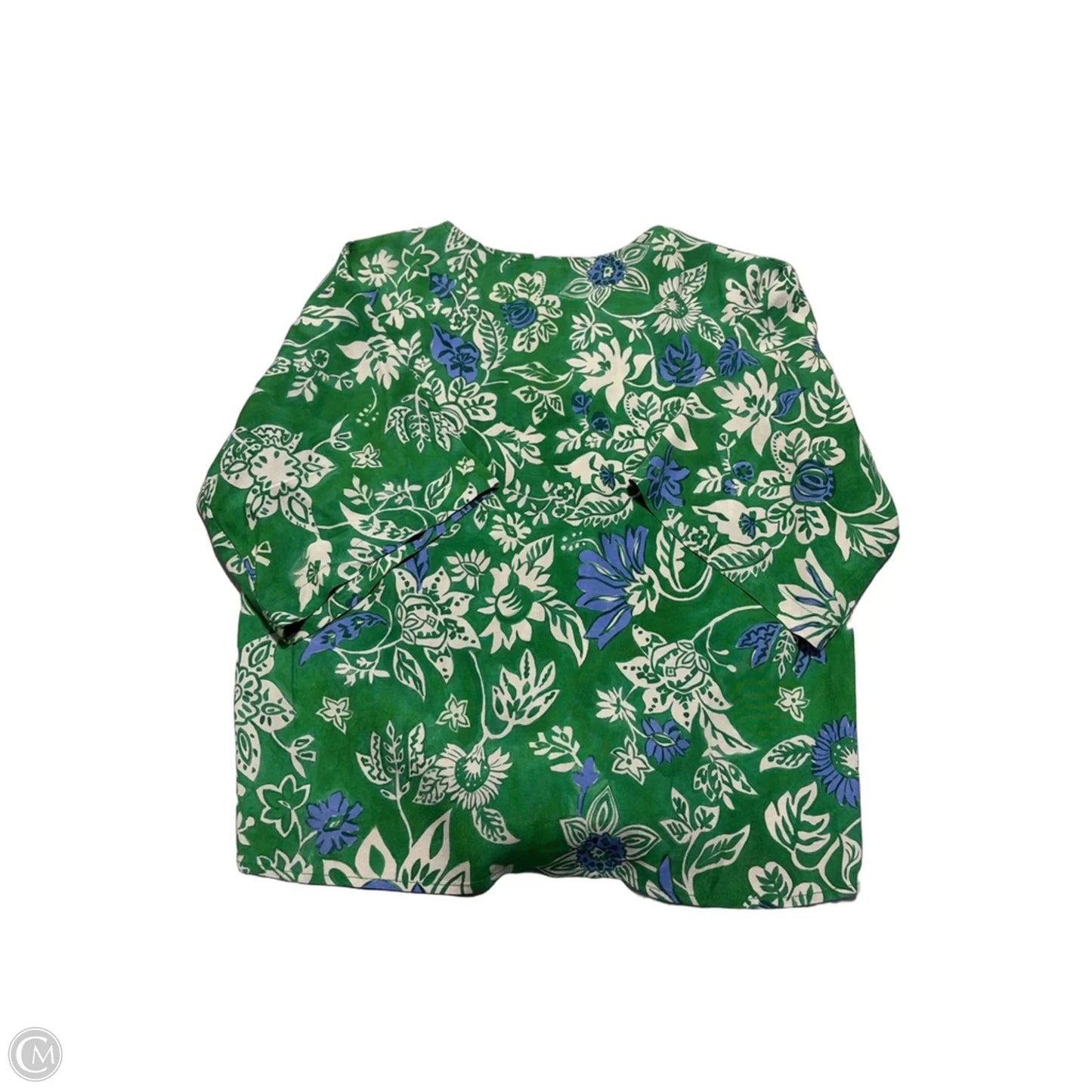 Top 3/4 Sleeve By Karen Kane In Blue & Green, Size: Xs