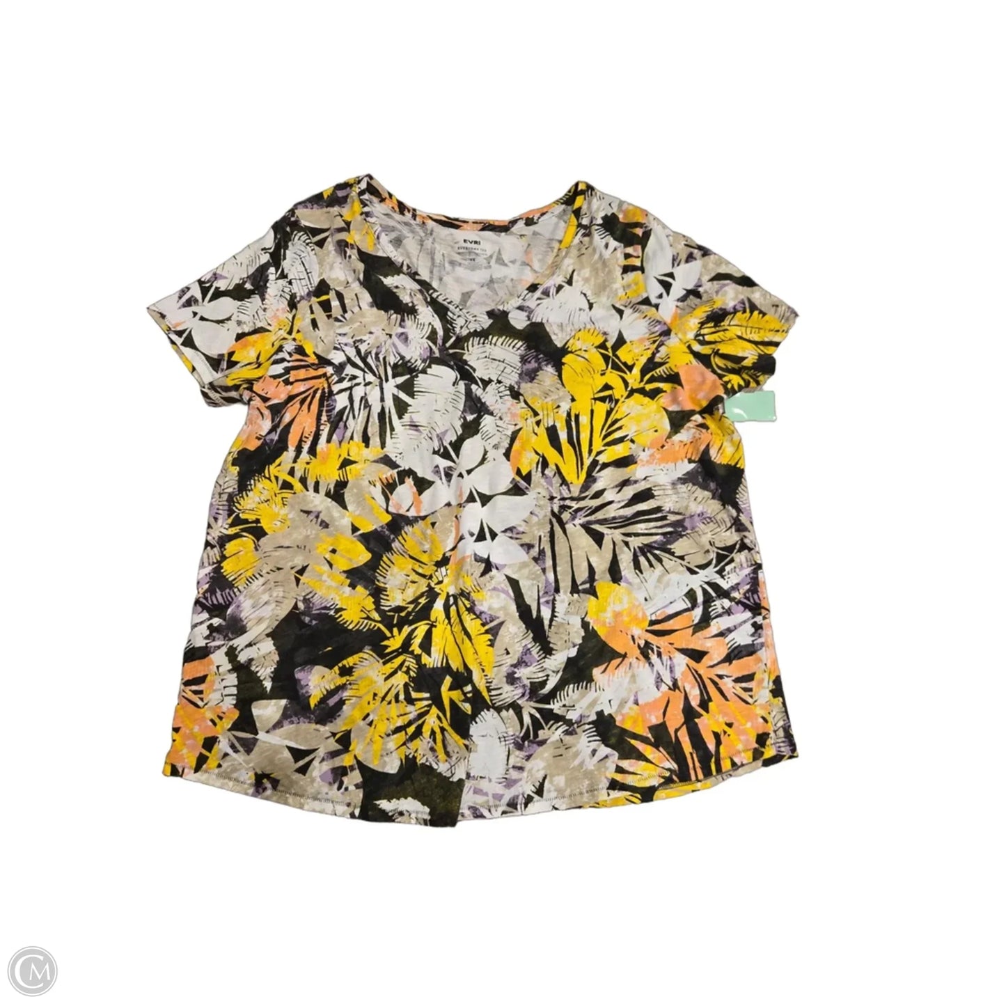 Top Short Sleeve By Evri In Floral Print, Size: 1x