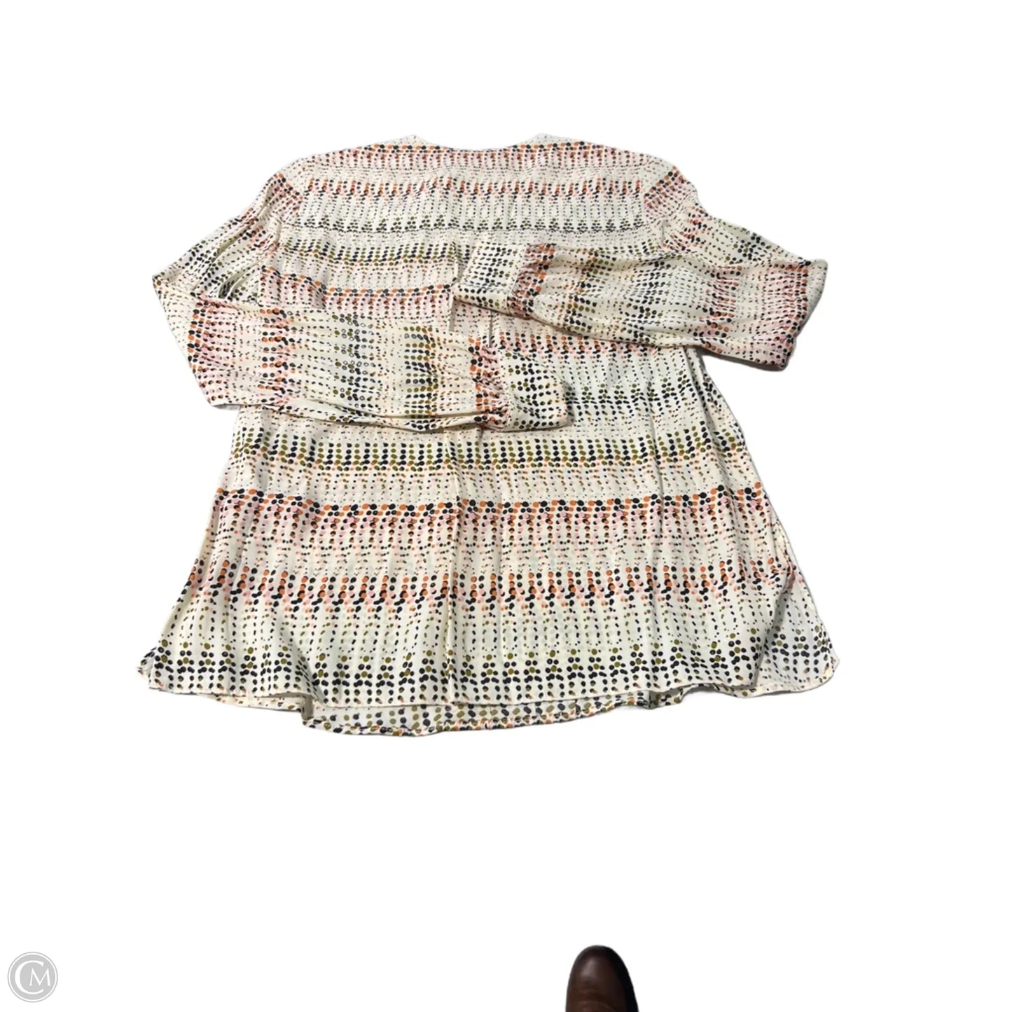 Blouse Long Sleeve By Reiss In Geometric Pattern, Size: S