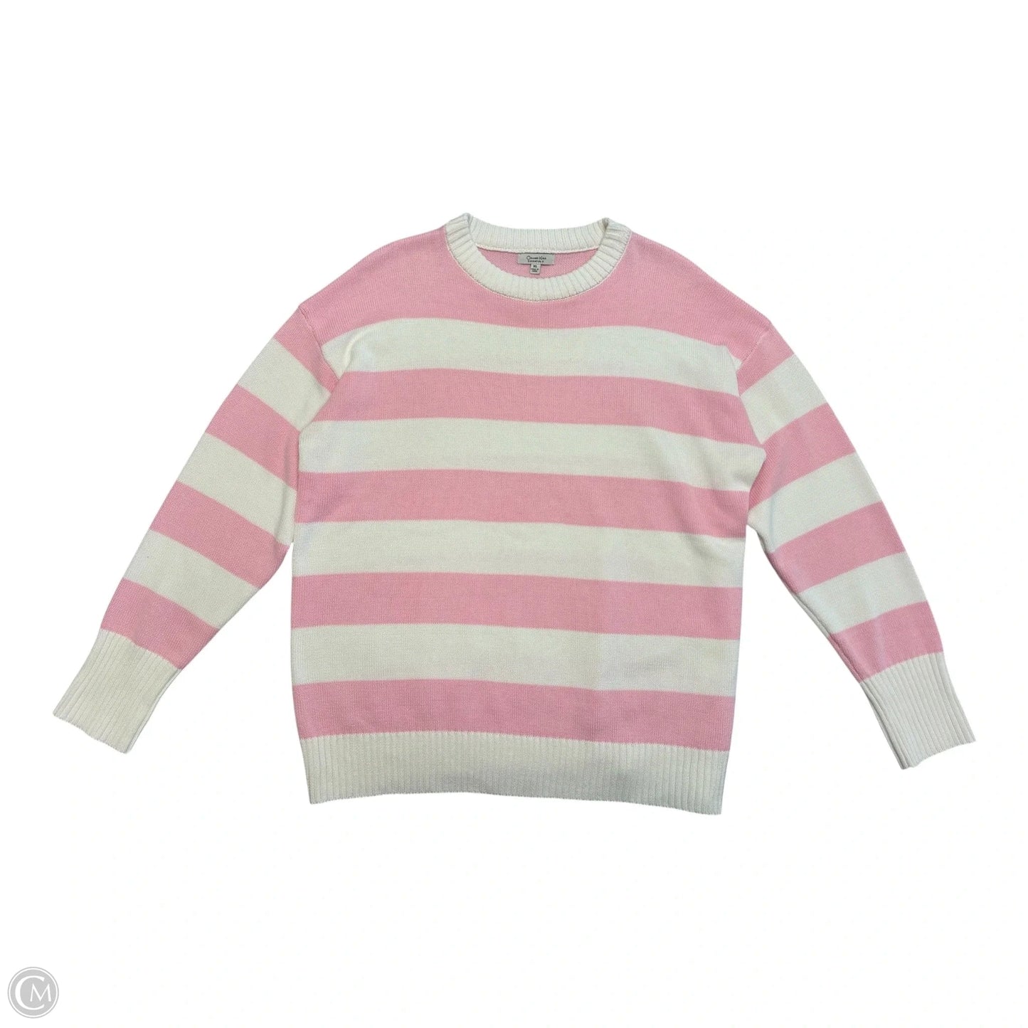 Sweater By Cme In Pink & White, Size: Xl