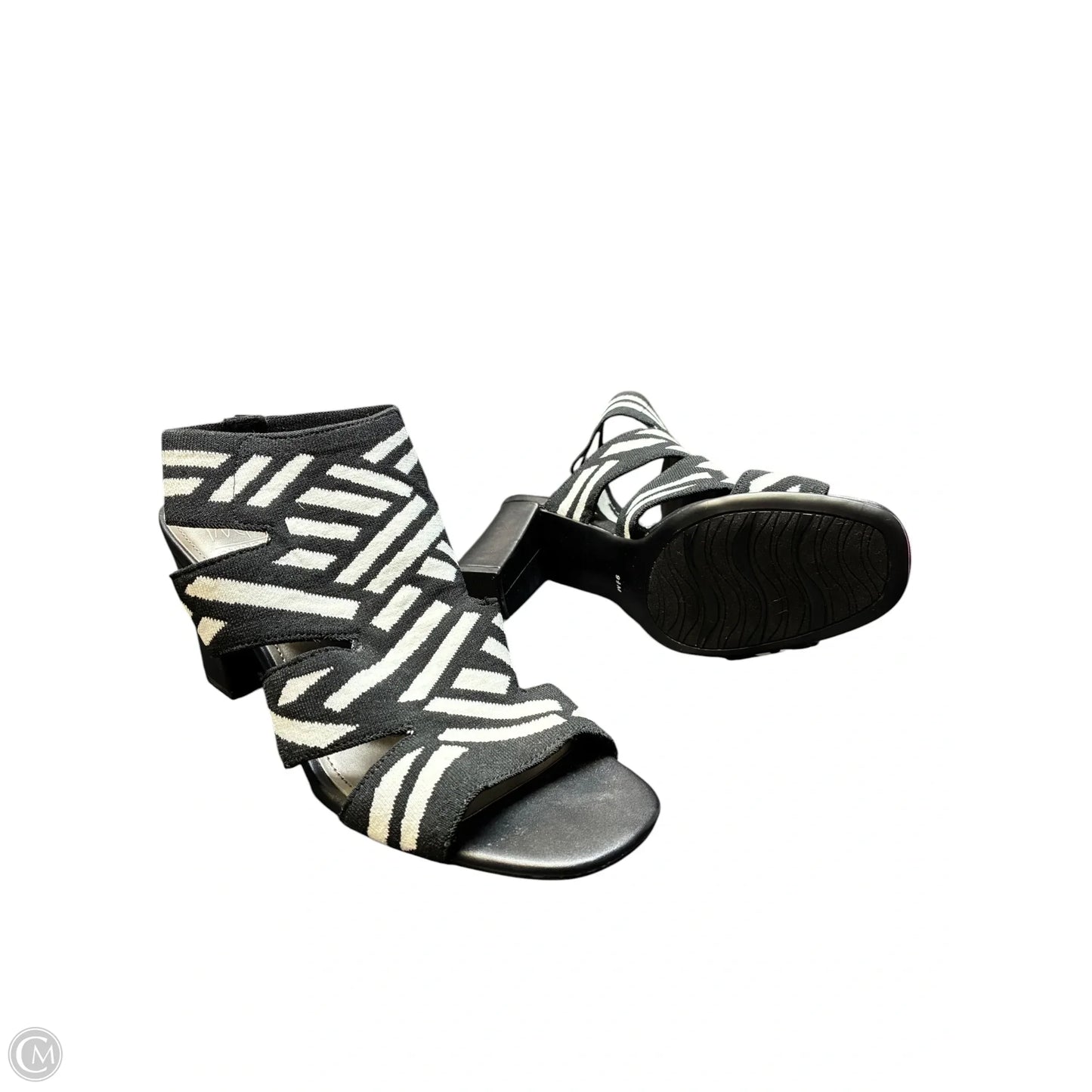 Sandals Heels Block By Impo In Black & White, Size: 9.5