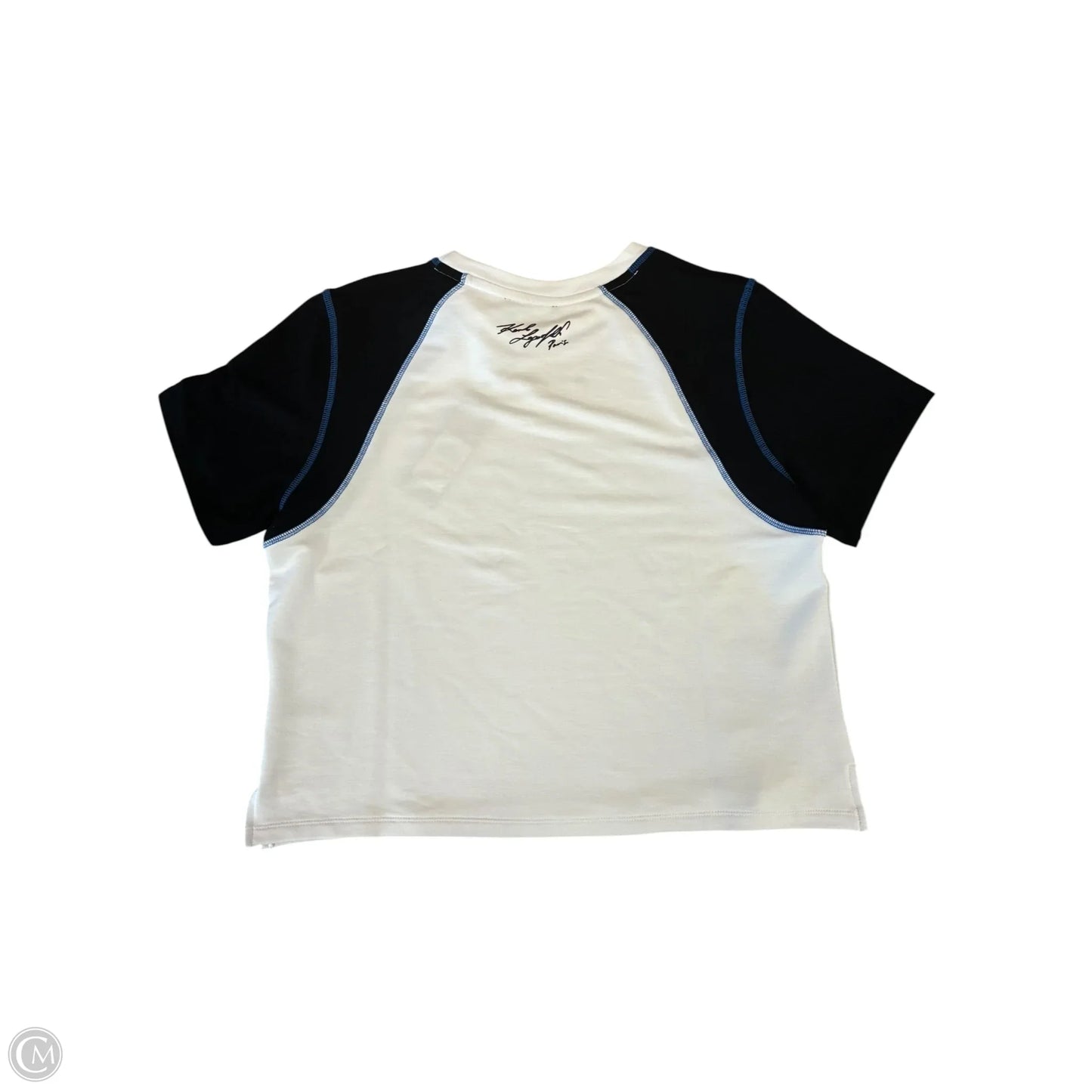 Top Short Sleeve Designer By Karl Lagerfeld In Black & White, Size: S