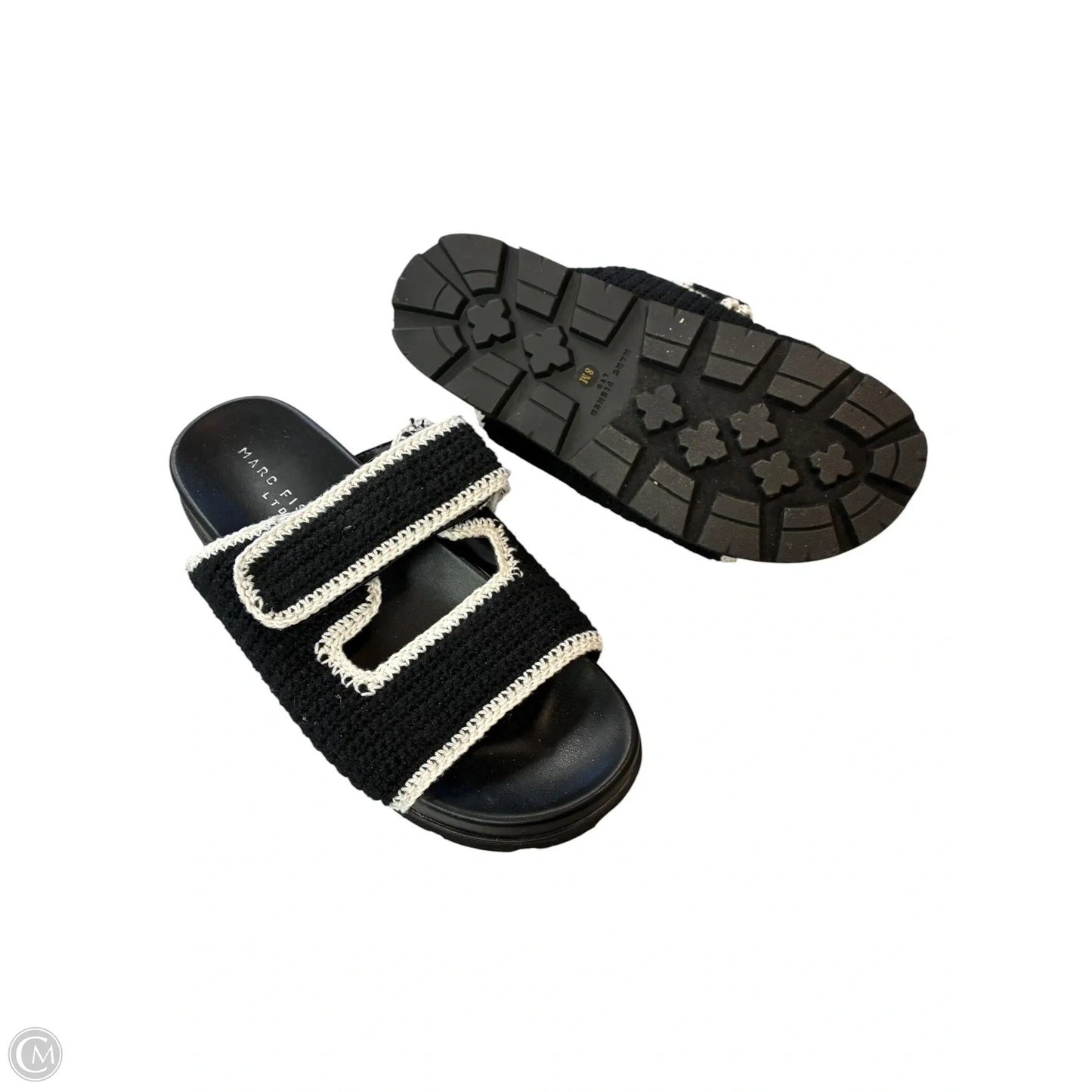 Sandals Heels Platform By Marc Fisher In Black & White, Size: 8