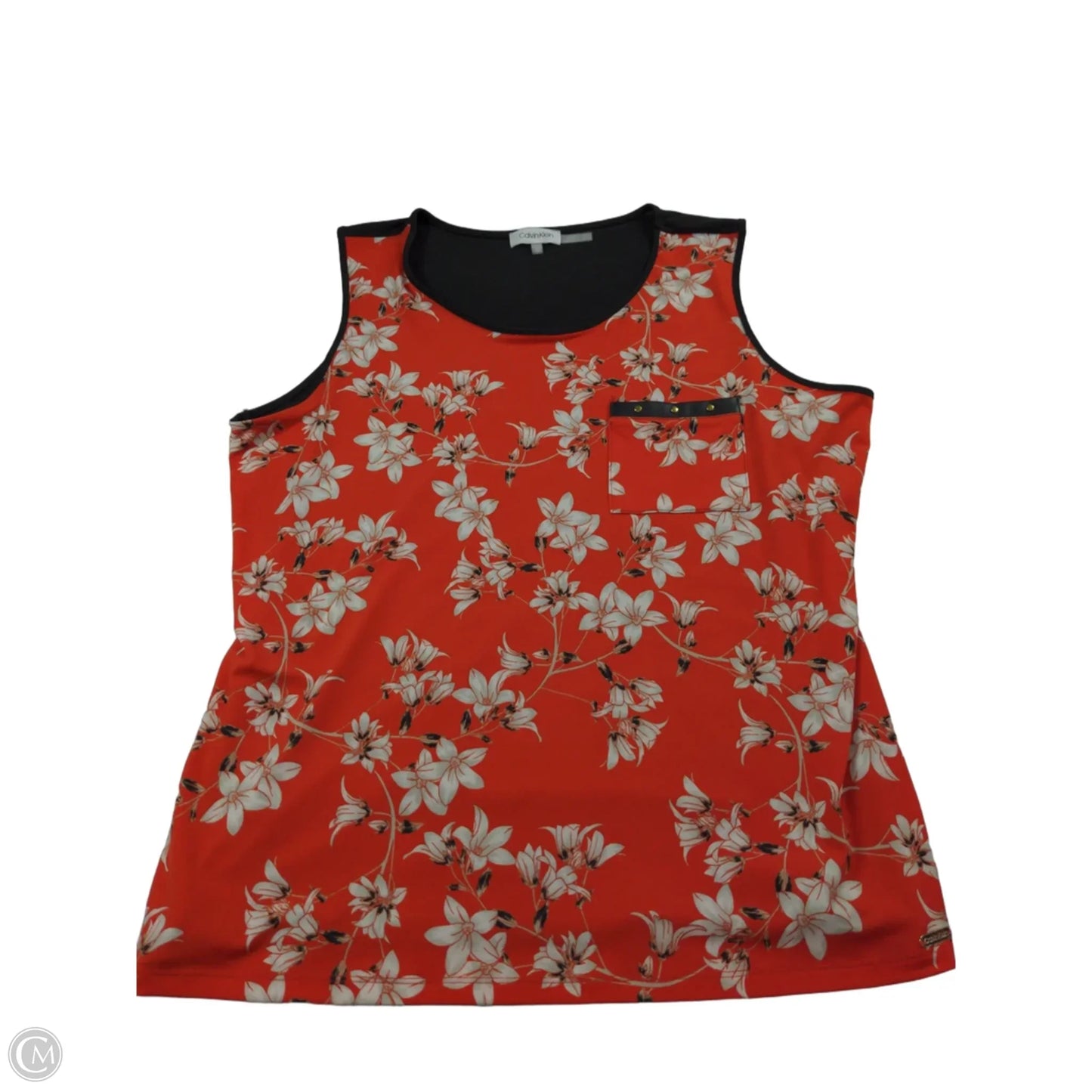 Top Sleeveless By Calvin Klein In Black & Red, Size: Xs