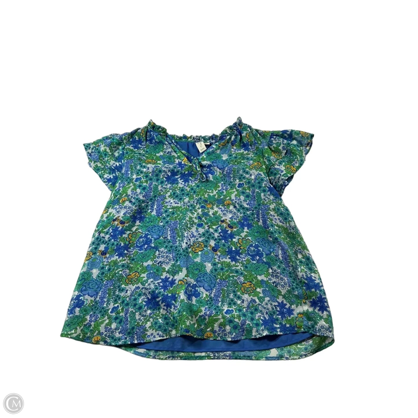 Blouse Short Sleeve By Joie In Blue & Green, Size: Xs