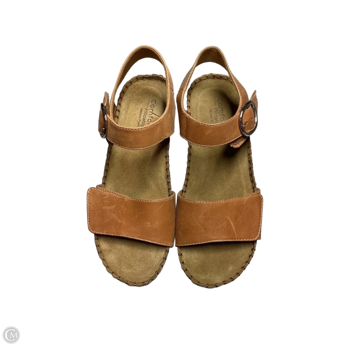 Sandals Heels Wedge By Comfortiva In Brown, Size: 7.5