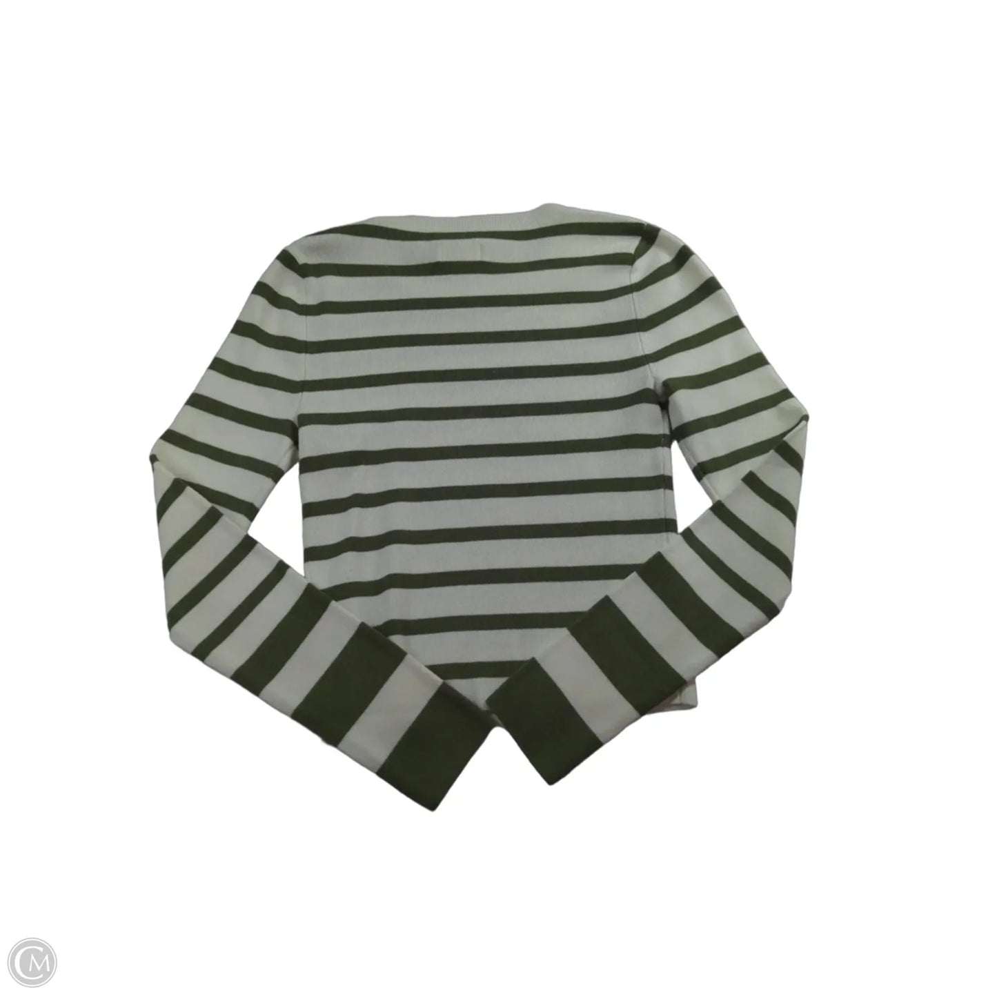Top Long Sleeve By Maeve In Green & White, Size: S