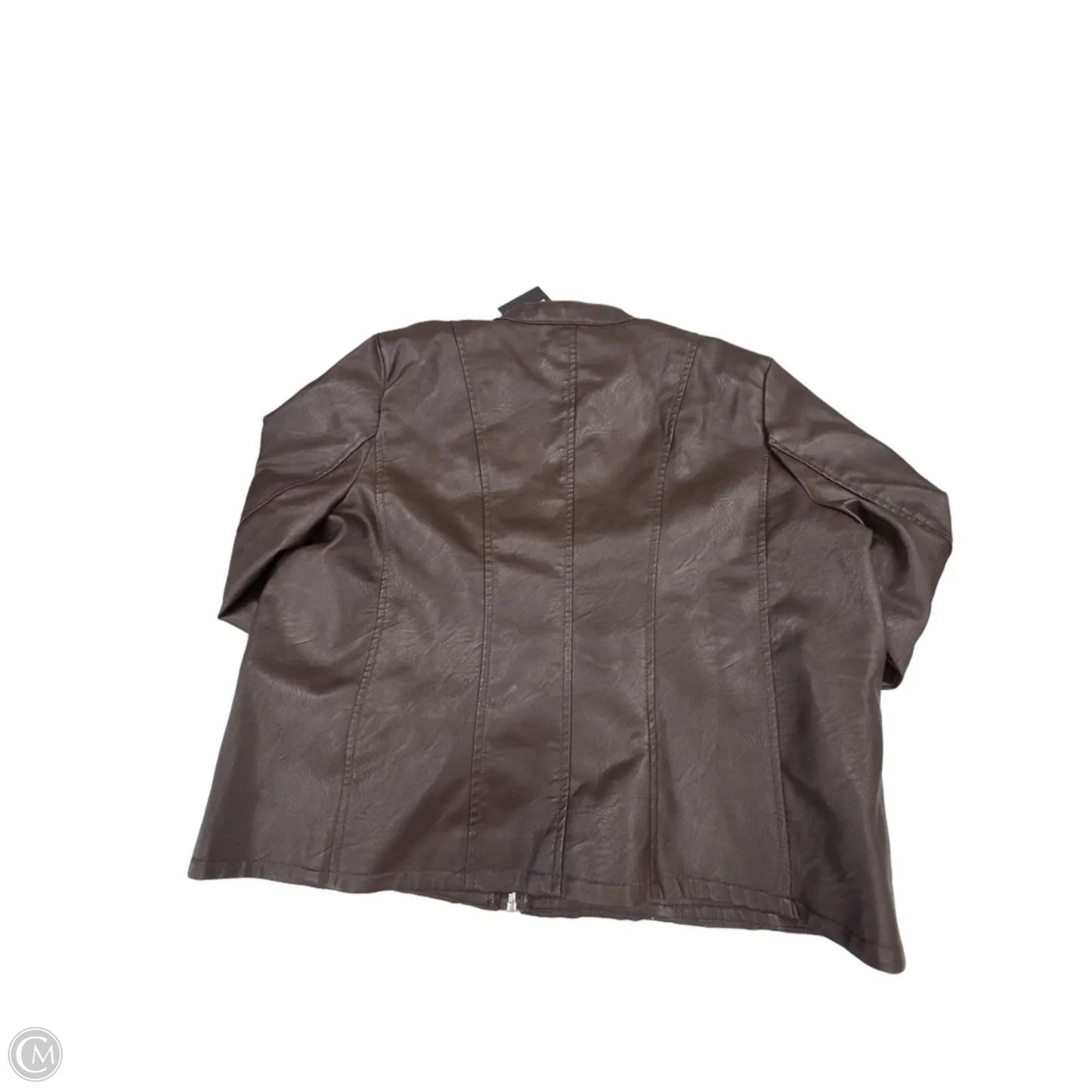 Jacket Moto Leather By Baccini In Brown, Size: Xl