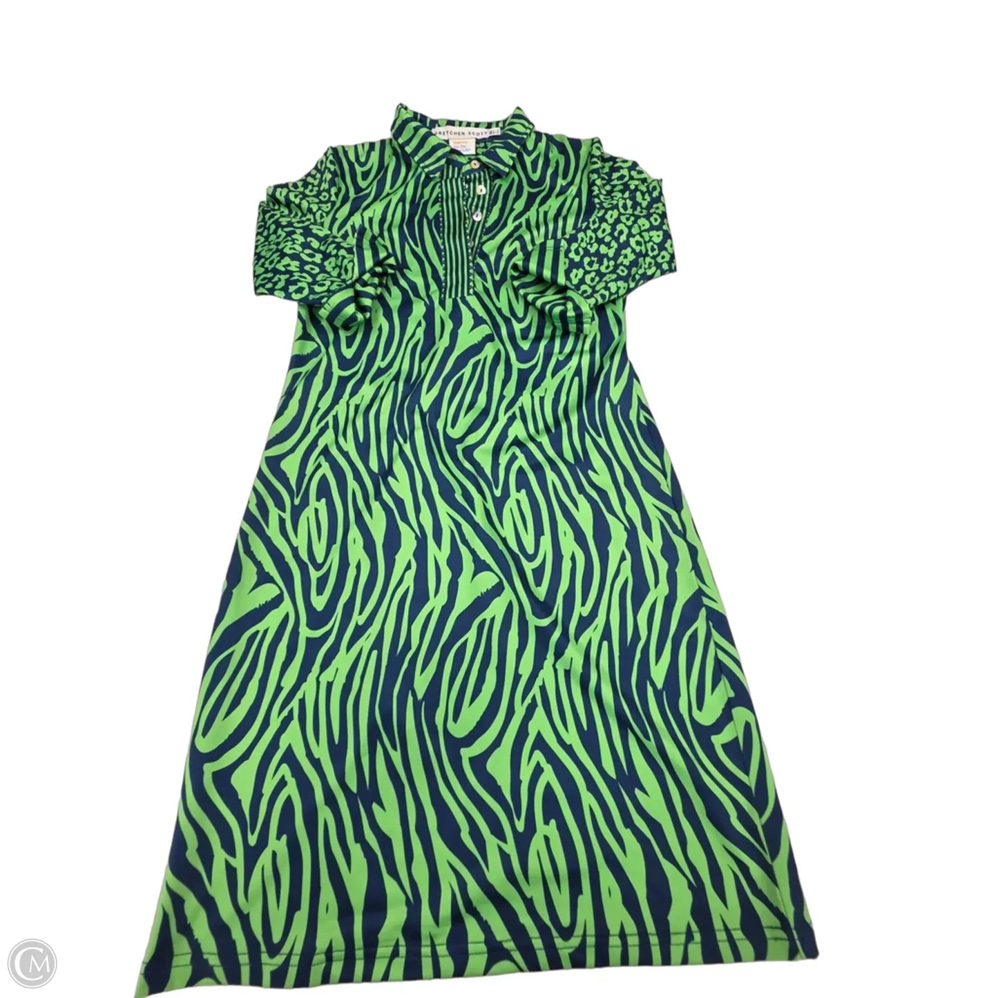 Dress Casual Midi By Gretchen Scott In Blue & Green, Size: Xs