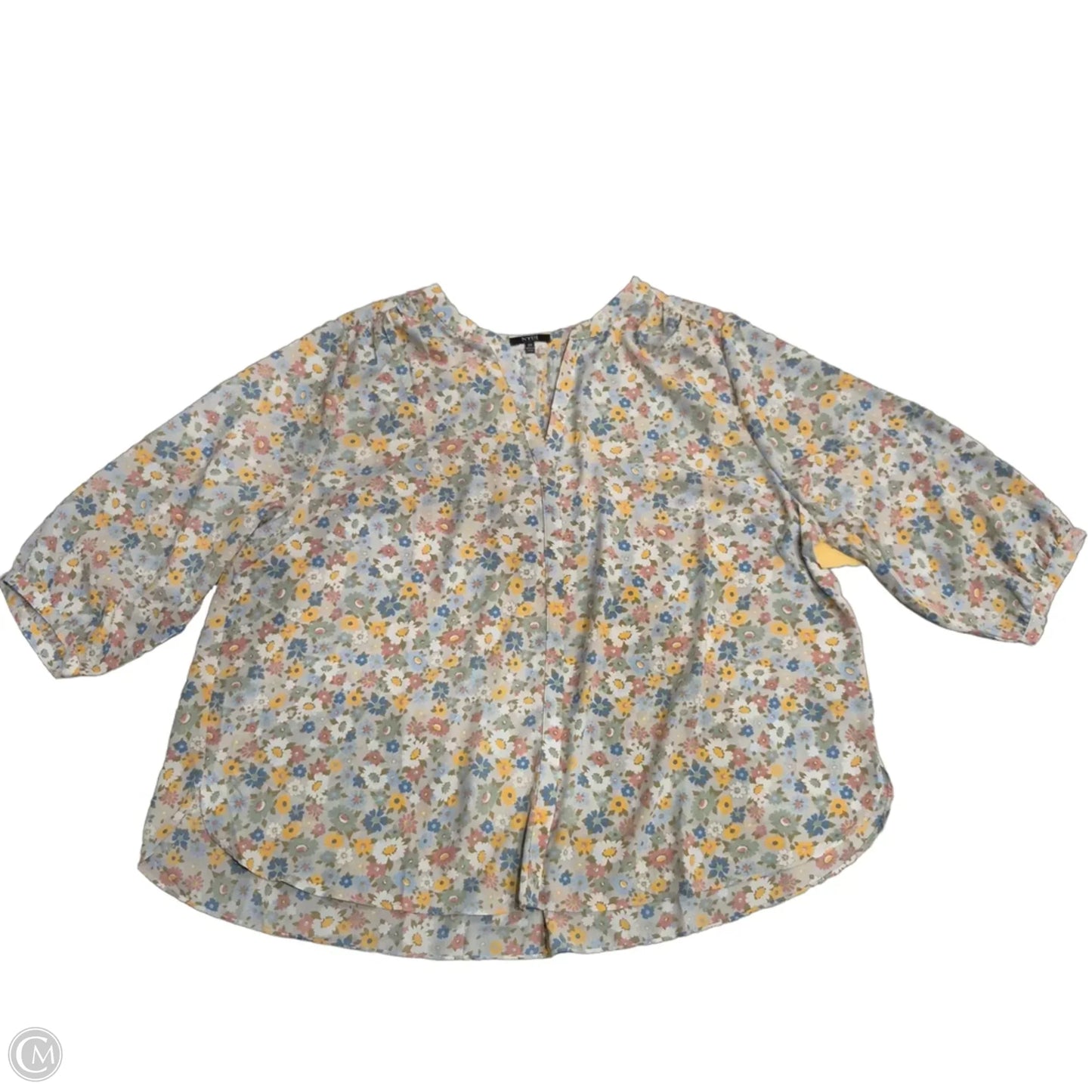 Top 3/4 Sleeve By Not Your Daughters Jeans In Floral Print, Size: 2x