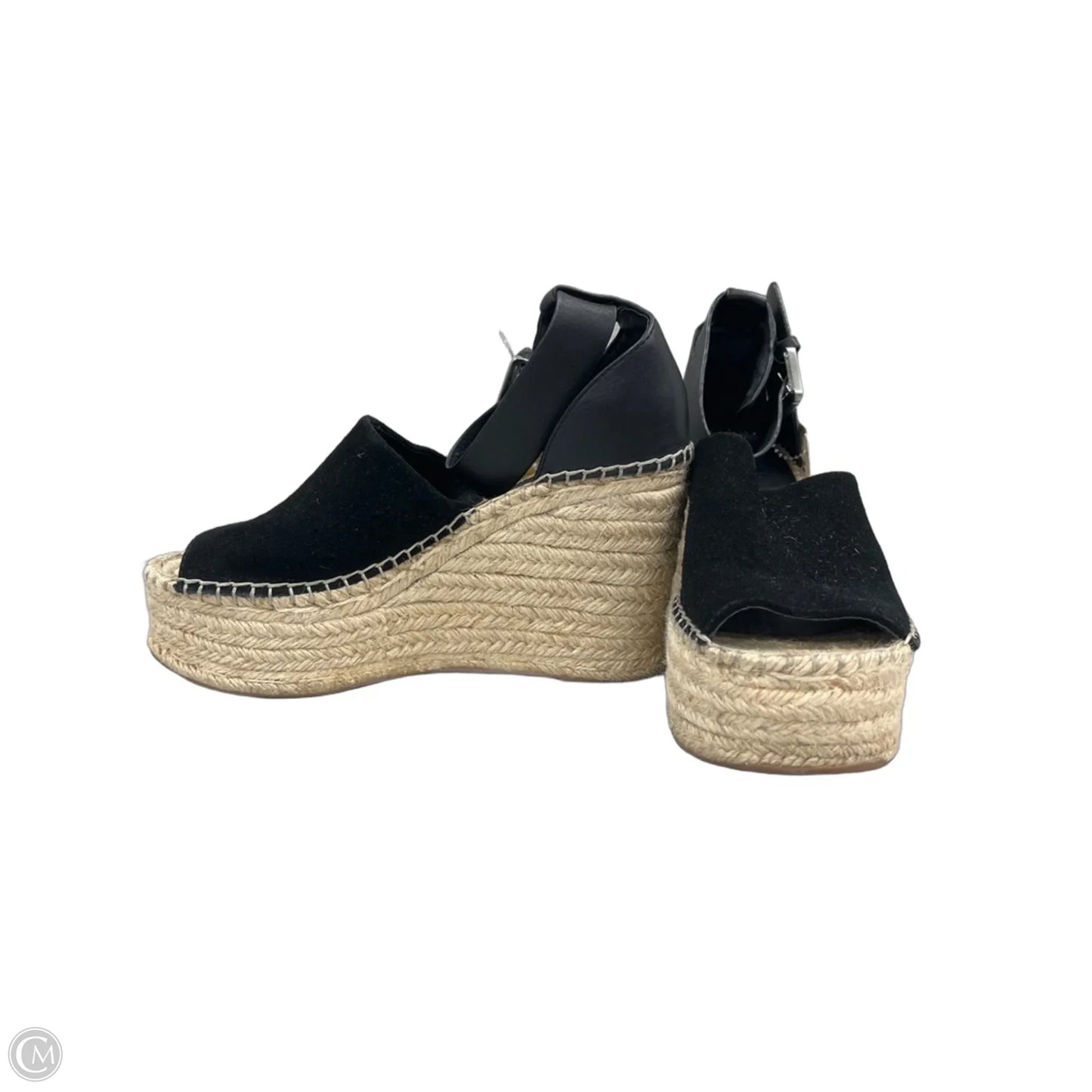 Sandals Heels Wedge By Marc Fisher In Black & Cream, Size: 6.5