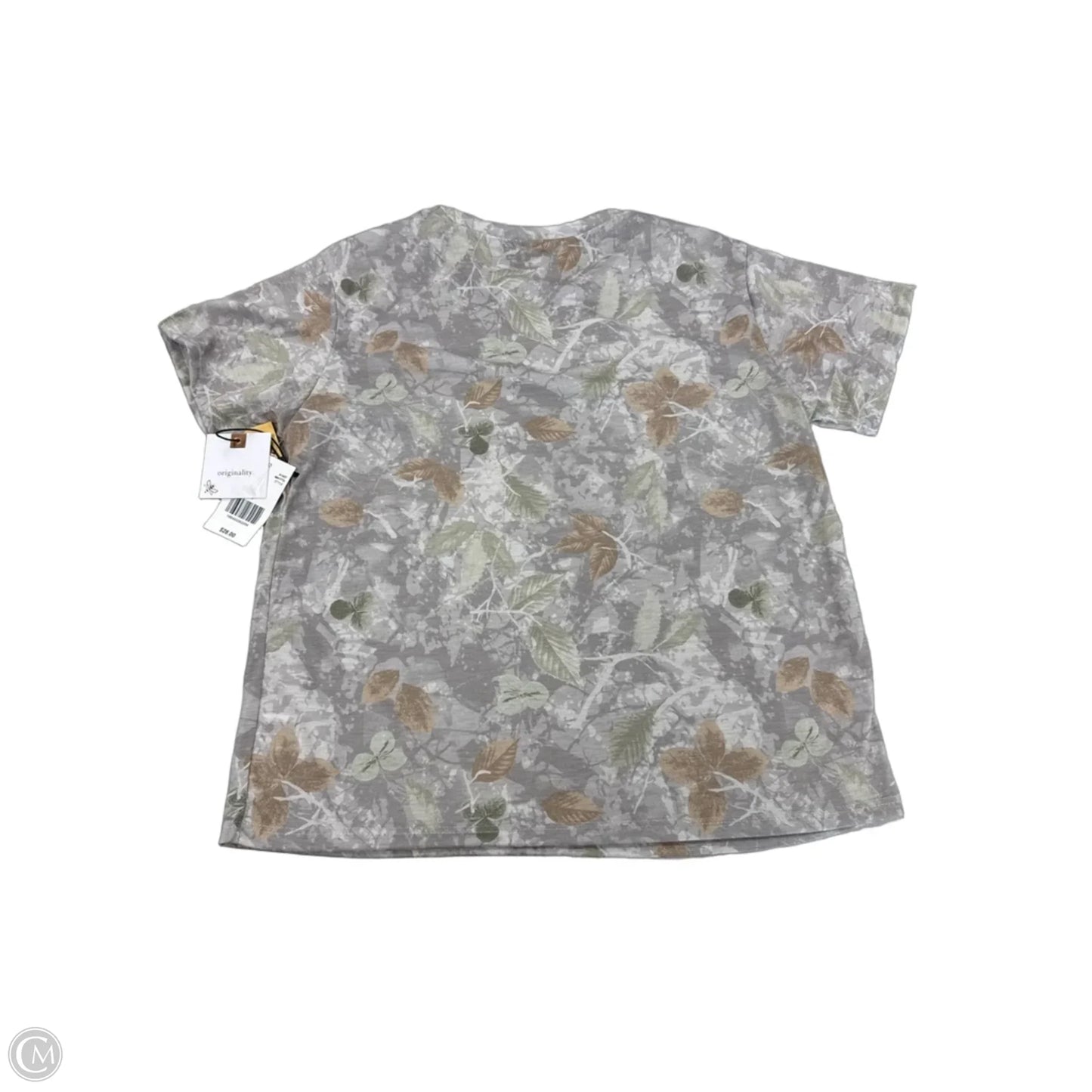 Top Short Sleeve By Originality In Taupe, Size: Xl