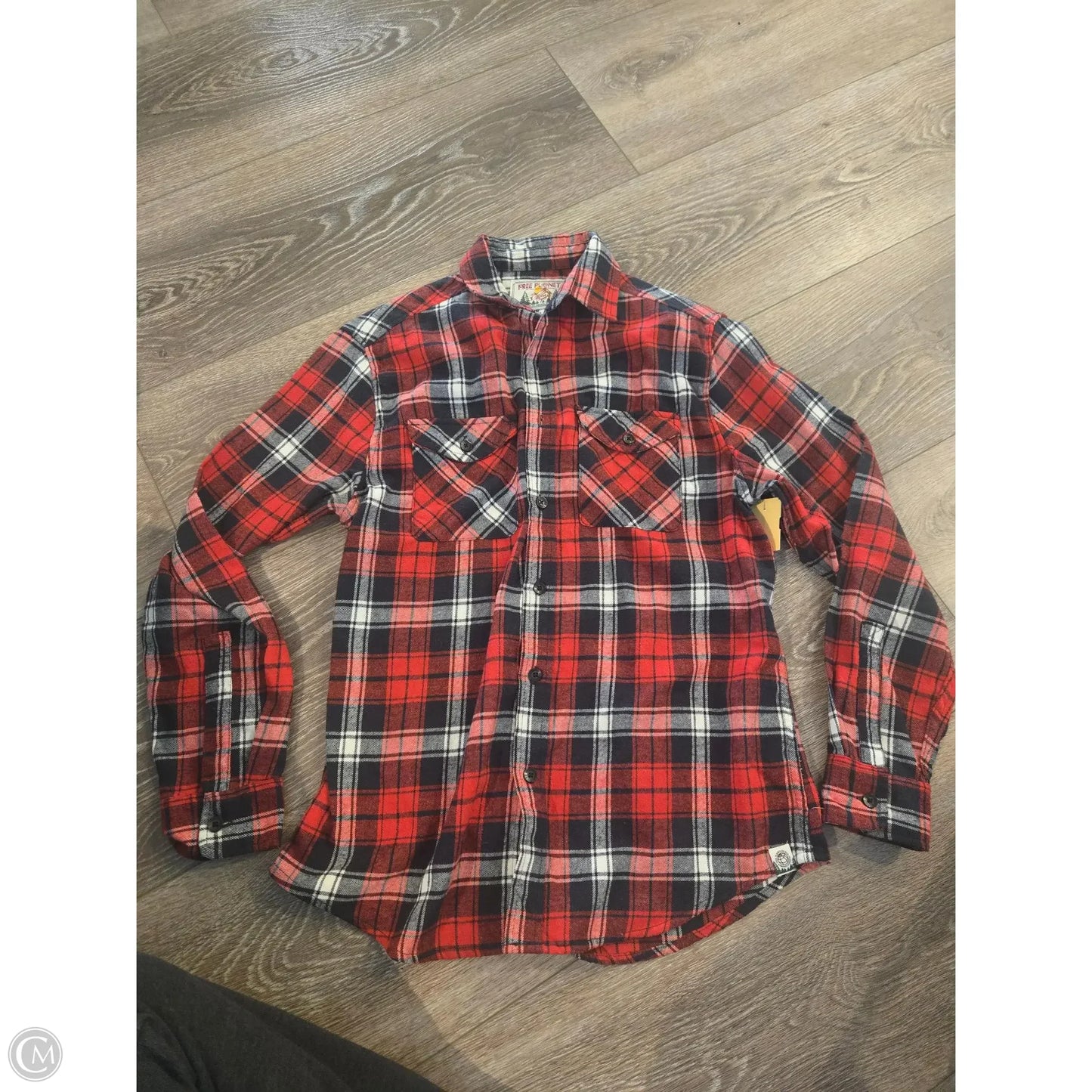 Top Long Sleeve By Cme In Plaid Pattern, Size: M