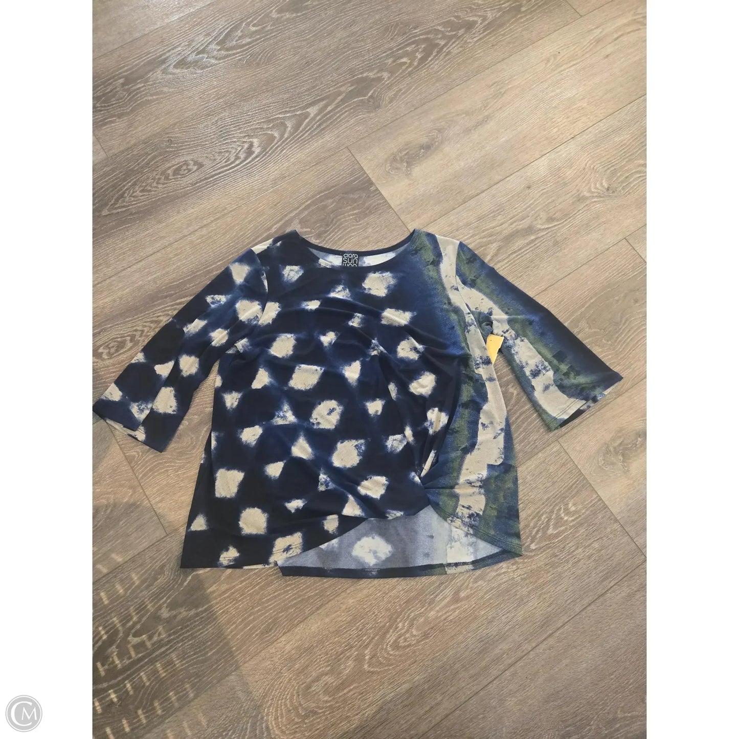 Top 3/4 Sleeve By Clara Sun Woo In Blue & Green, Size: M