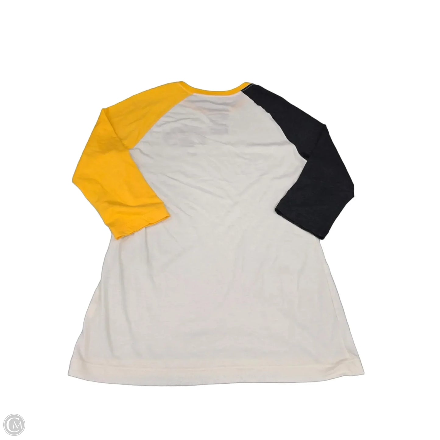 Top 3/4 Sleeve By Nike In Black & Gold, Size: L