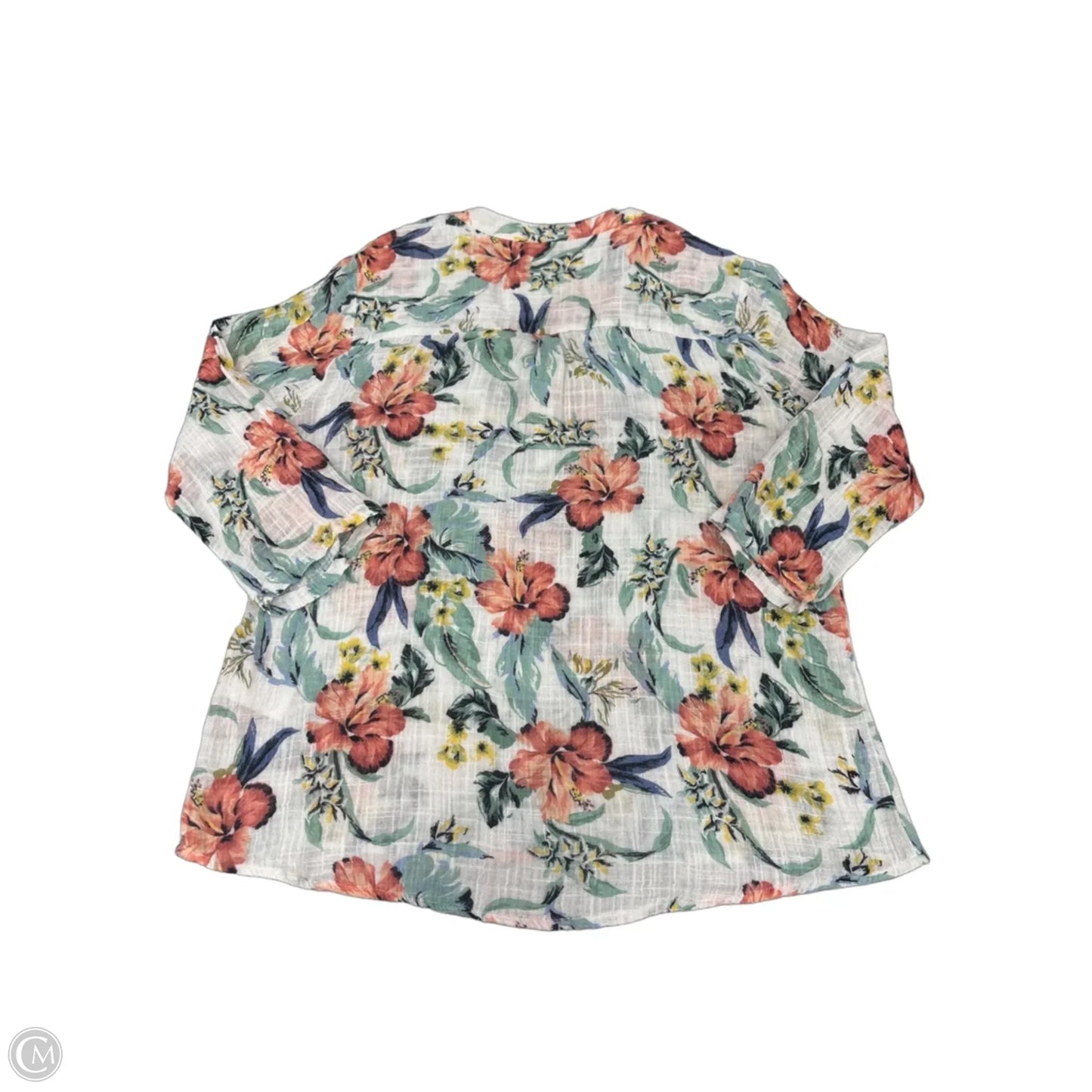 Top 3/4 Sleeve By Charlie B In Floral Print, Size: L