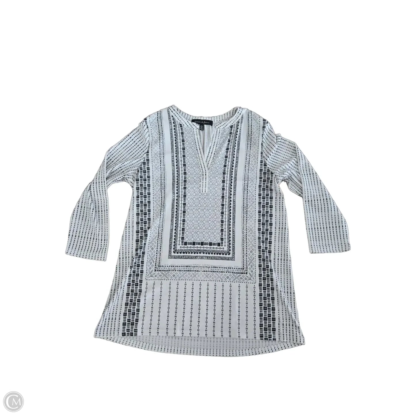 Top 3/4 Sleeve By Cmc In Black & White, Size: S