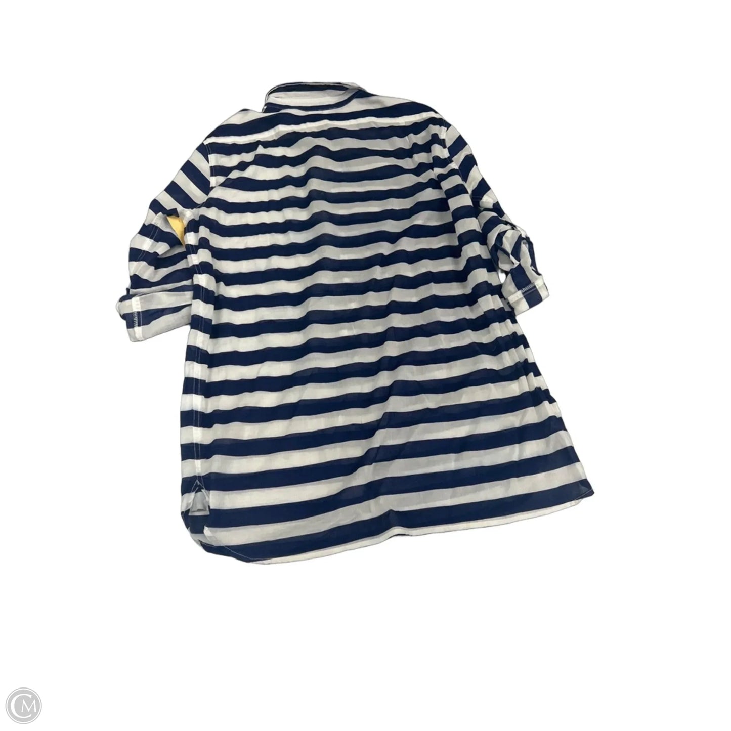 Top 3/4 Sleeve By Anne Cole In Blue & White, Size: Xl
