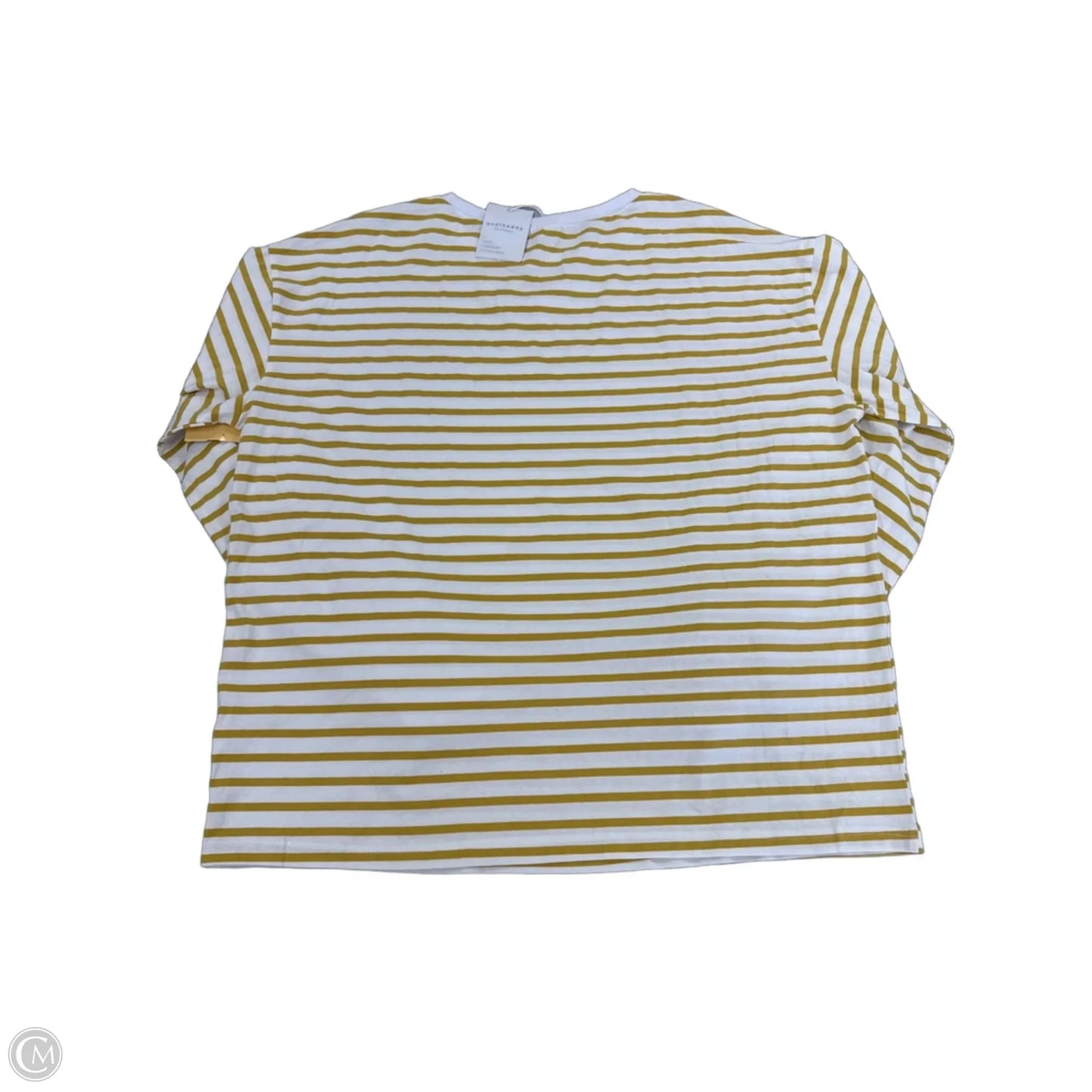 Top Long Sleeve By Andthewhy In White & Yellow, Size: M