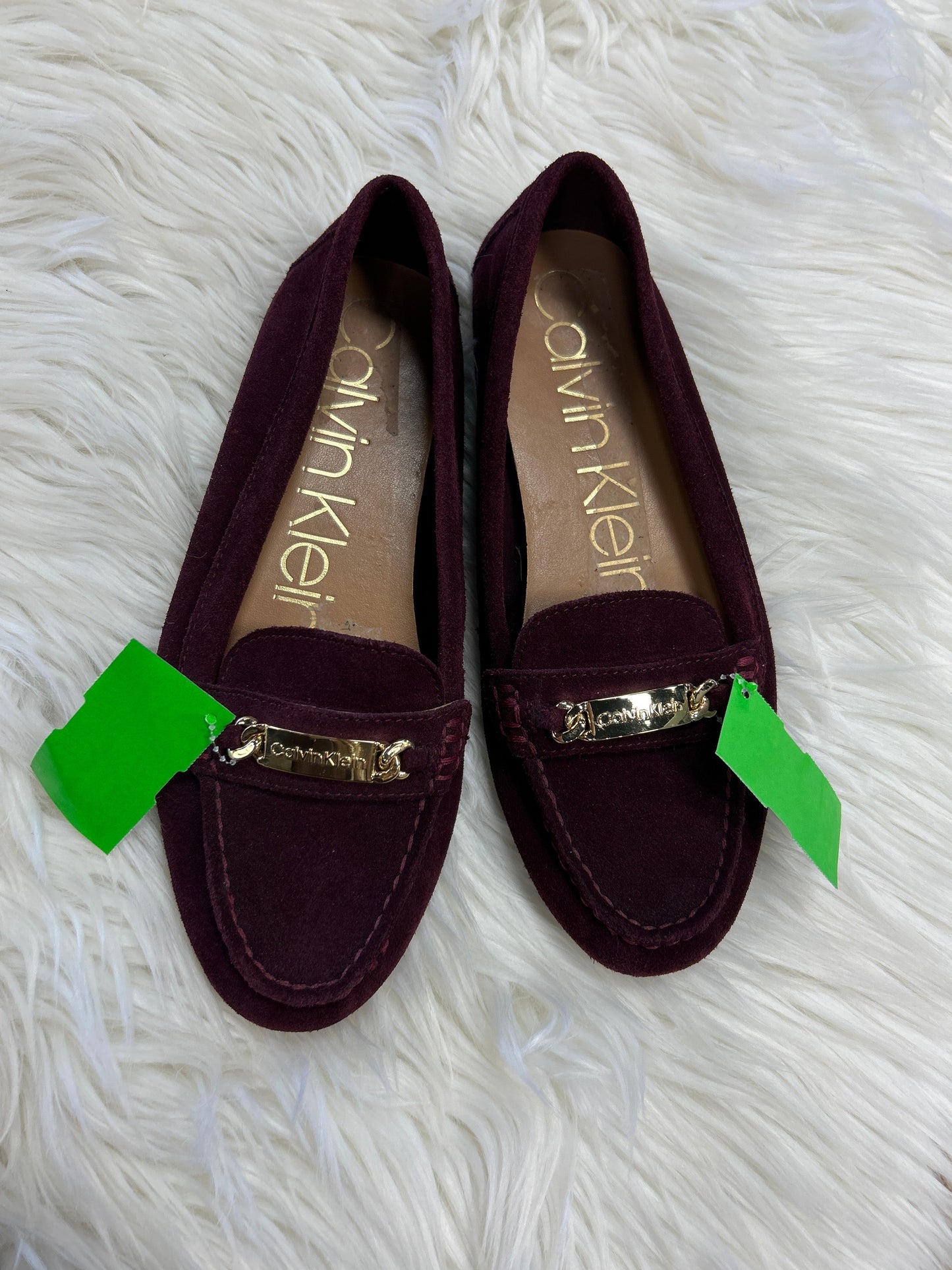 Shoes Flats By Calvin Klein In Maroon, Size:7