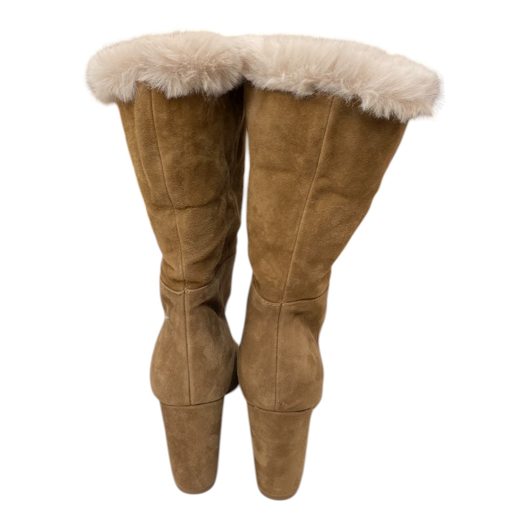 Boots Ankle Heels By Nine West In Brown, Size:7.5