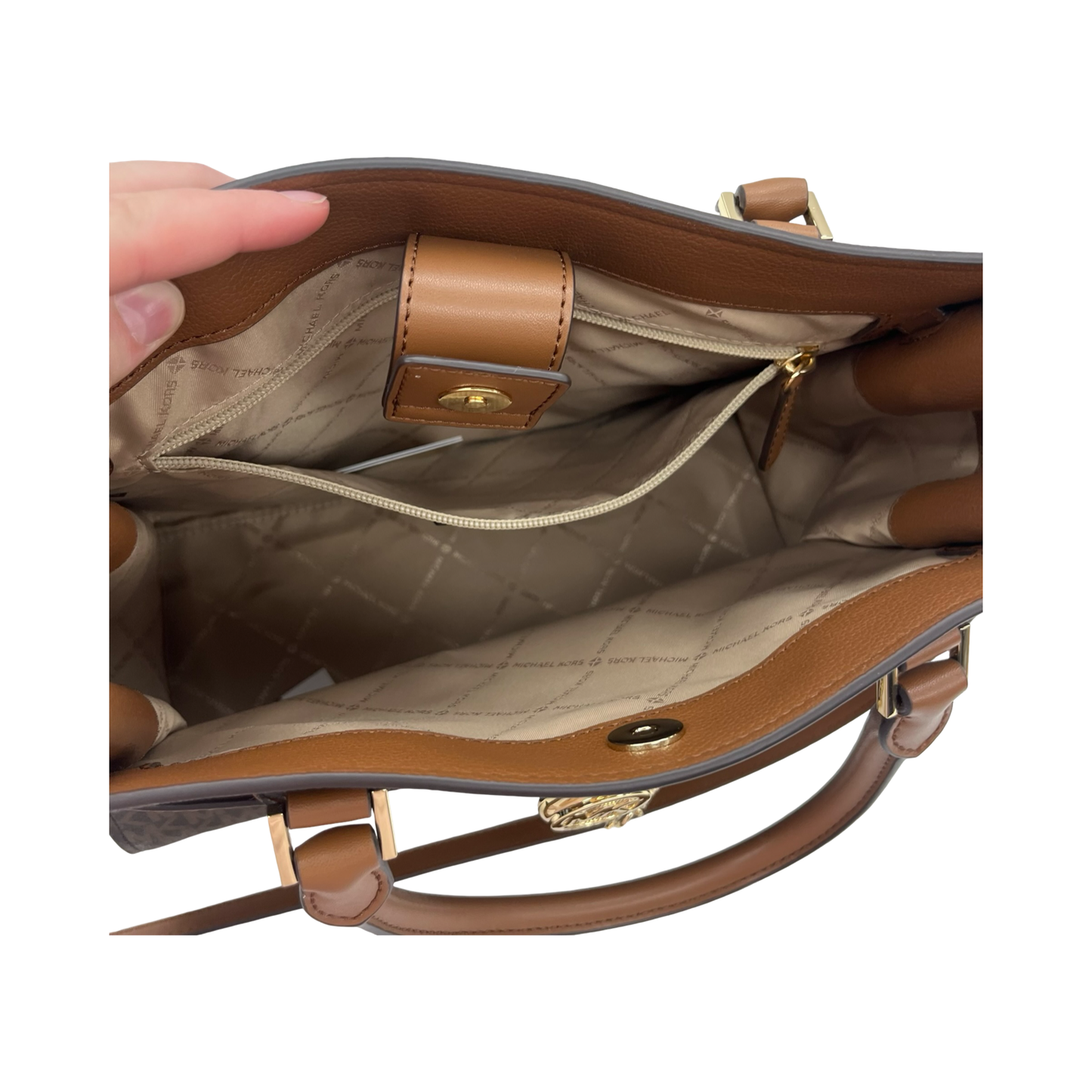 Handbag Designer By Michael Kors In Brown, Size:Large