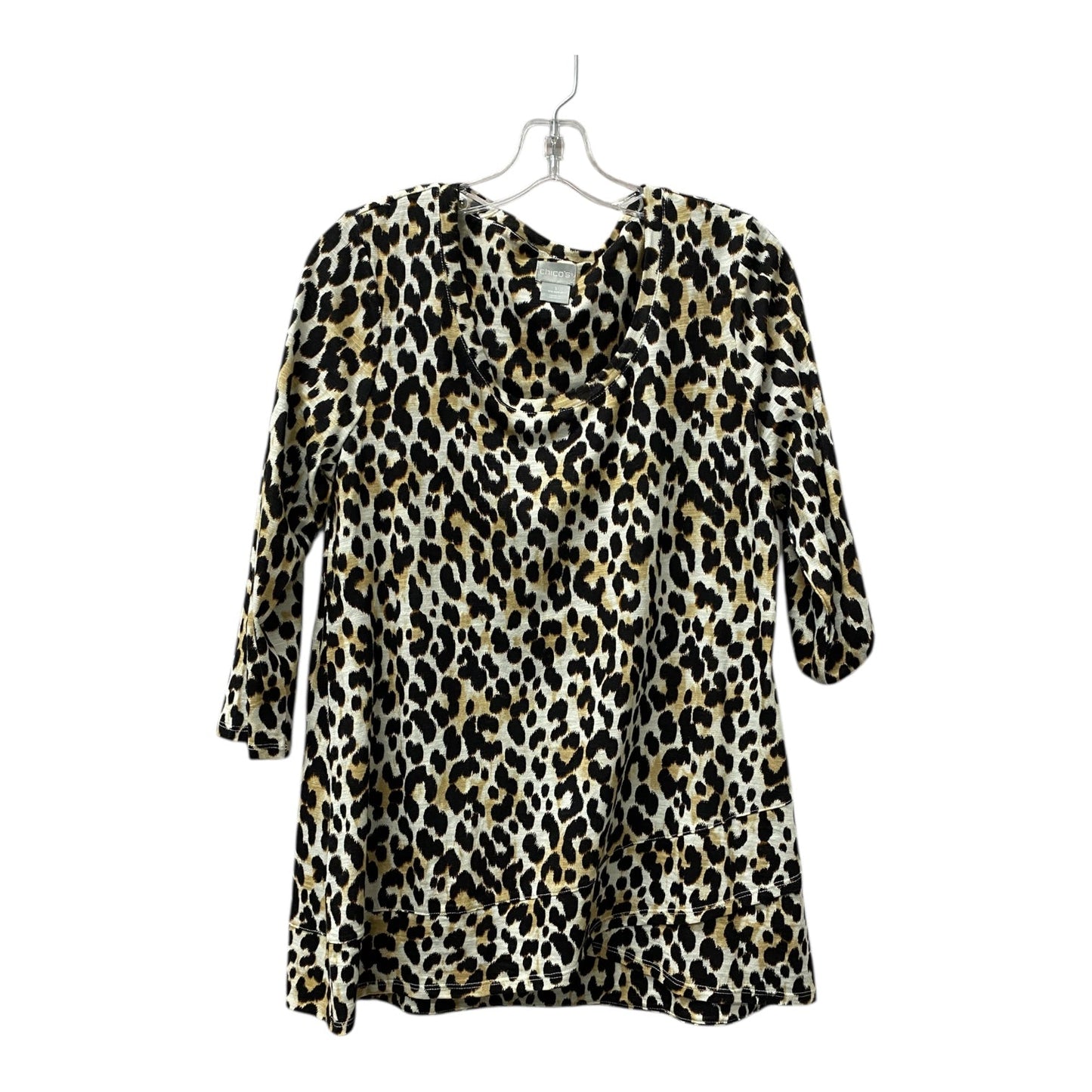 Top 3/4 Sleeve By Chicos In Animal Print, Size:M