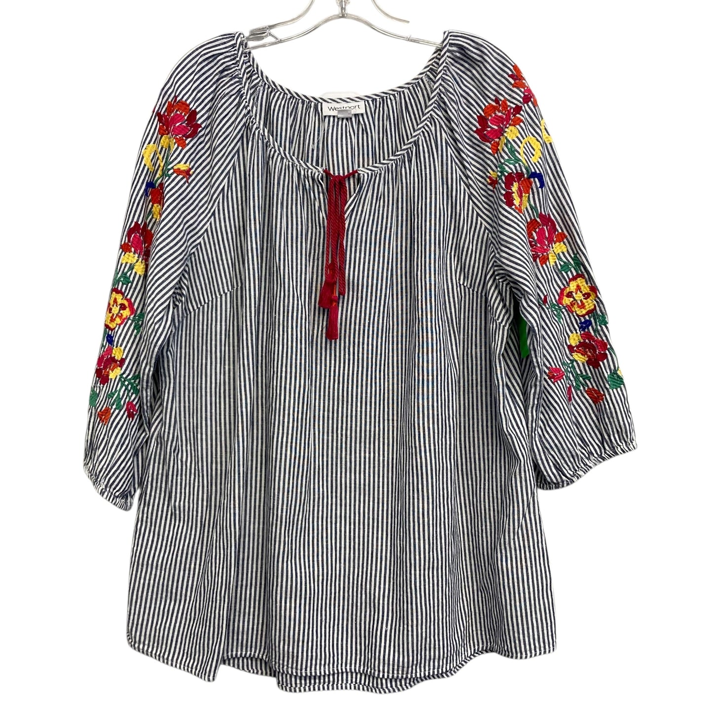 Top Ls By Westport In Blue & White, Size:2X