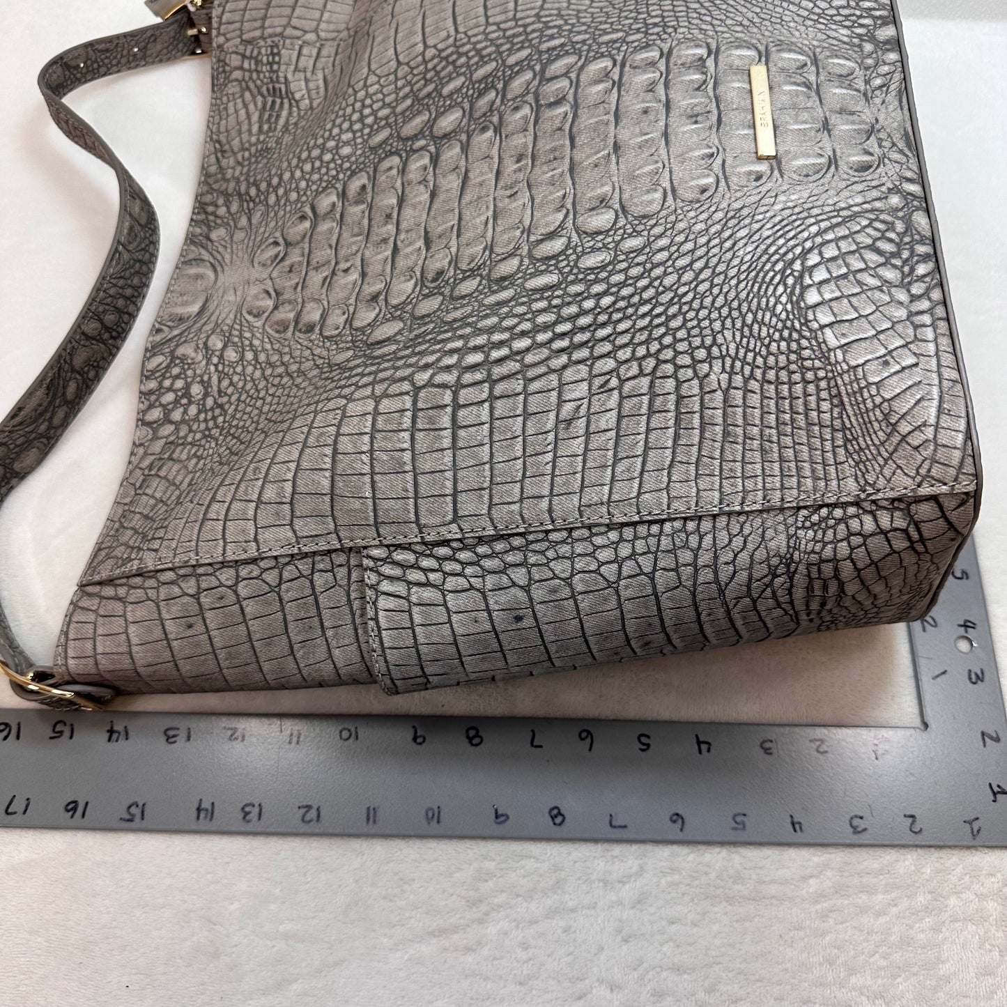 Parin-Fairest Grey Tetra Tote Designer By Brahmin, Size: Large