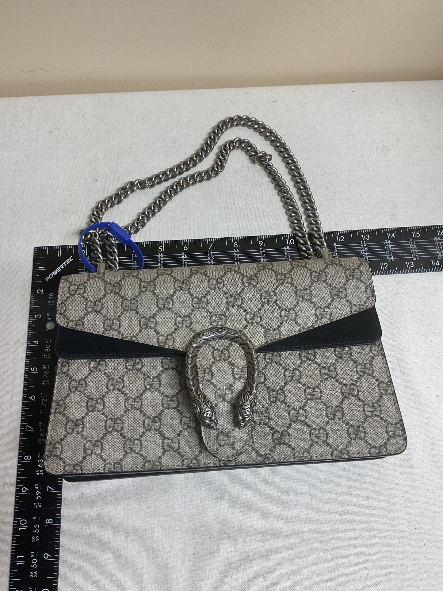 Handbag Luxury Designer By Gucci In Black & Tan, Size:Medium