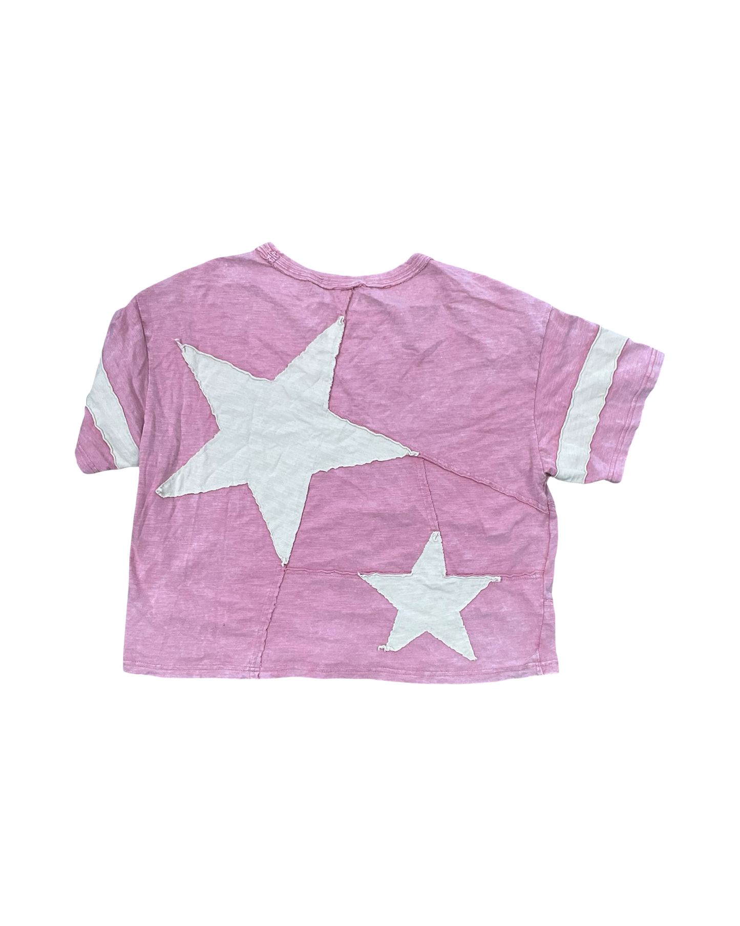 Top Ss Basic By Clothes Mentor In Cream & Pink, Size:M