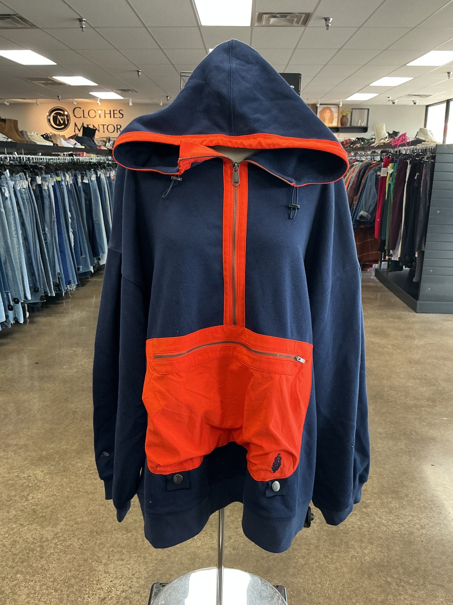 Sweatshirt Hoodie By Free People In Blue & Orange, Size:L