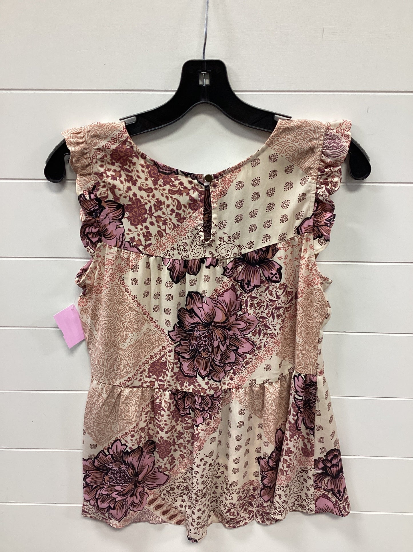 Top Sleeveless By Maurices In Cream & Purple, Size:S