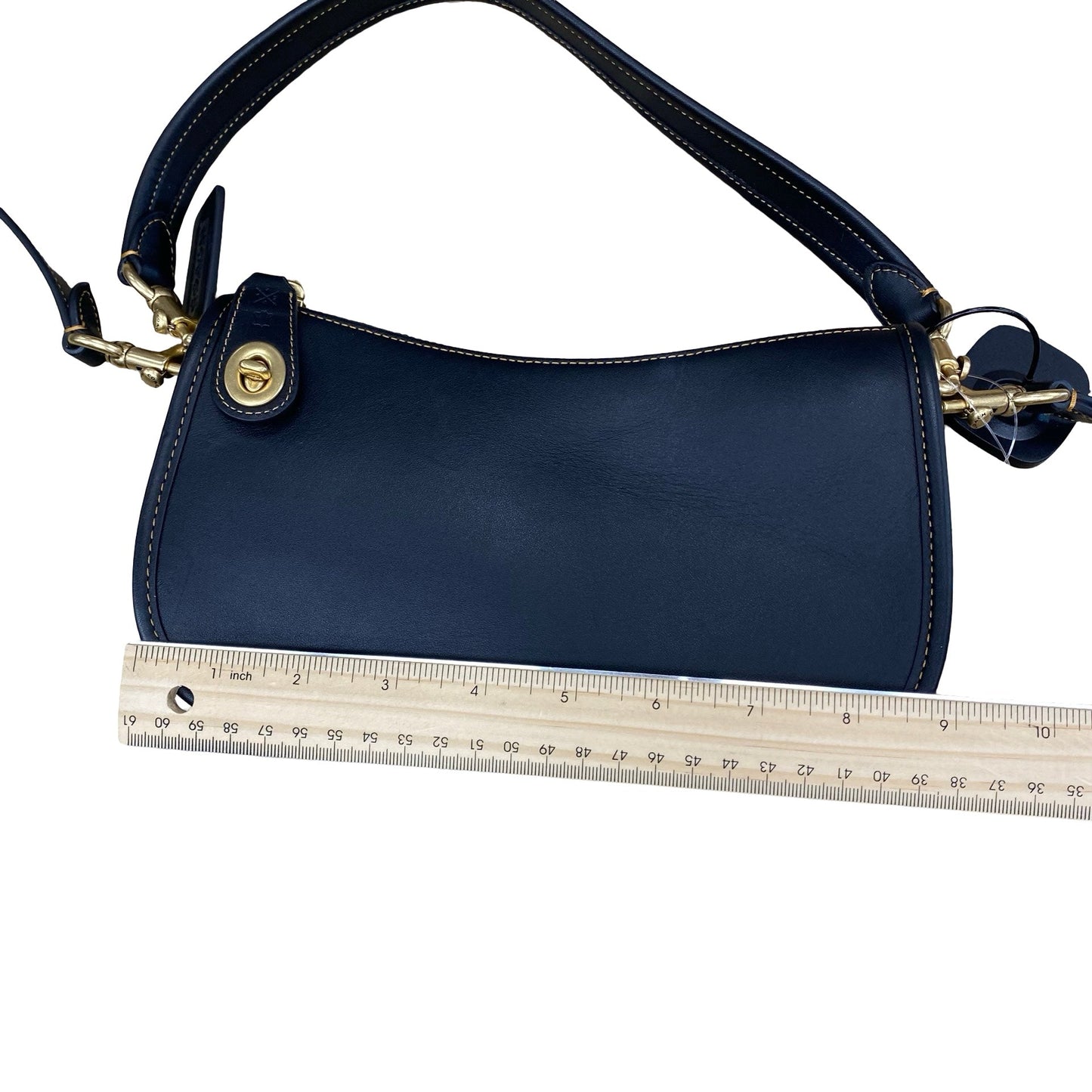 Handbag Designer By Coach In Black & Gold, Size:Small