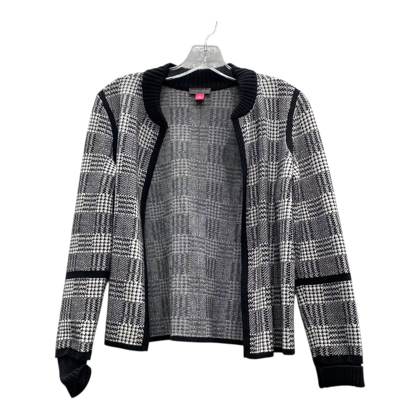 Sweater Cardigan By Vince Camuto In Black & White, Size:Xs
