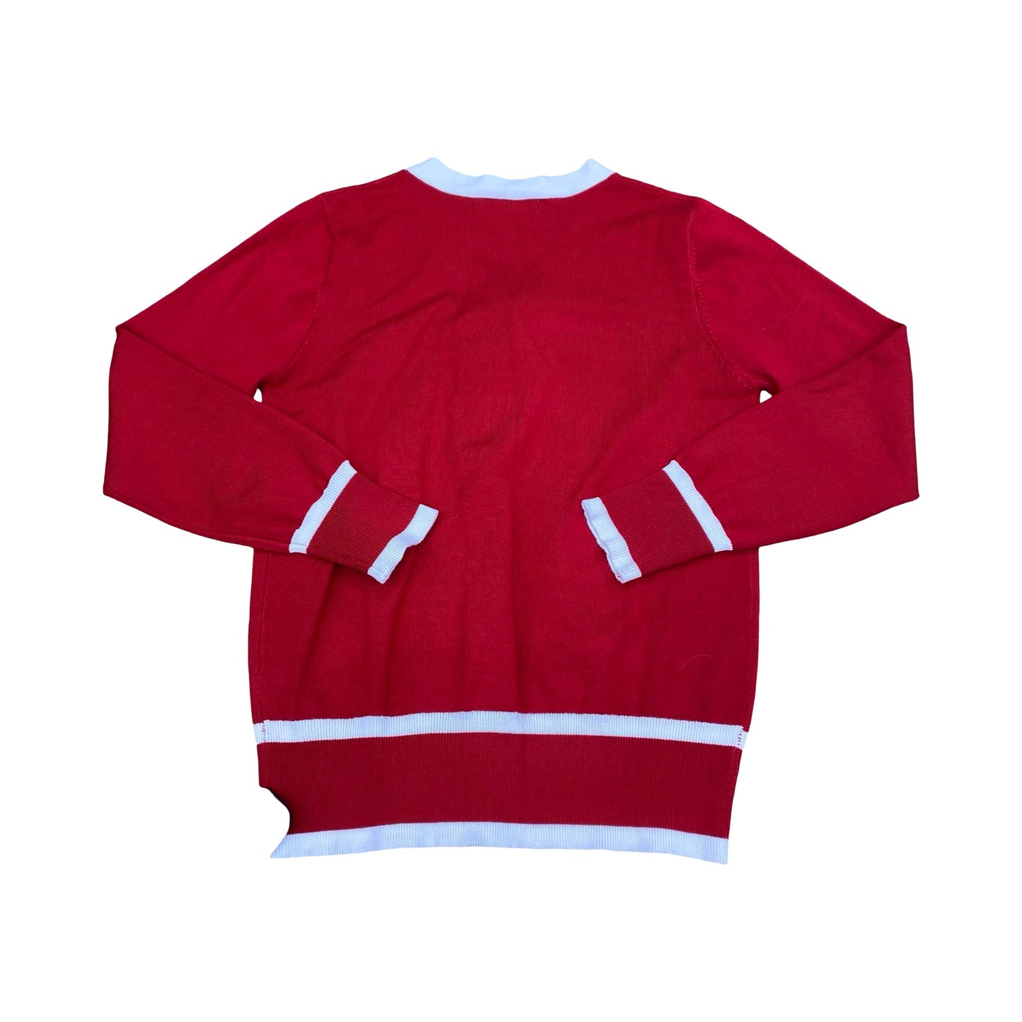Sweater Cardigan By Grace Karin In Red & White, Size:M