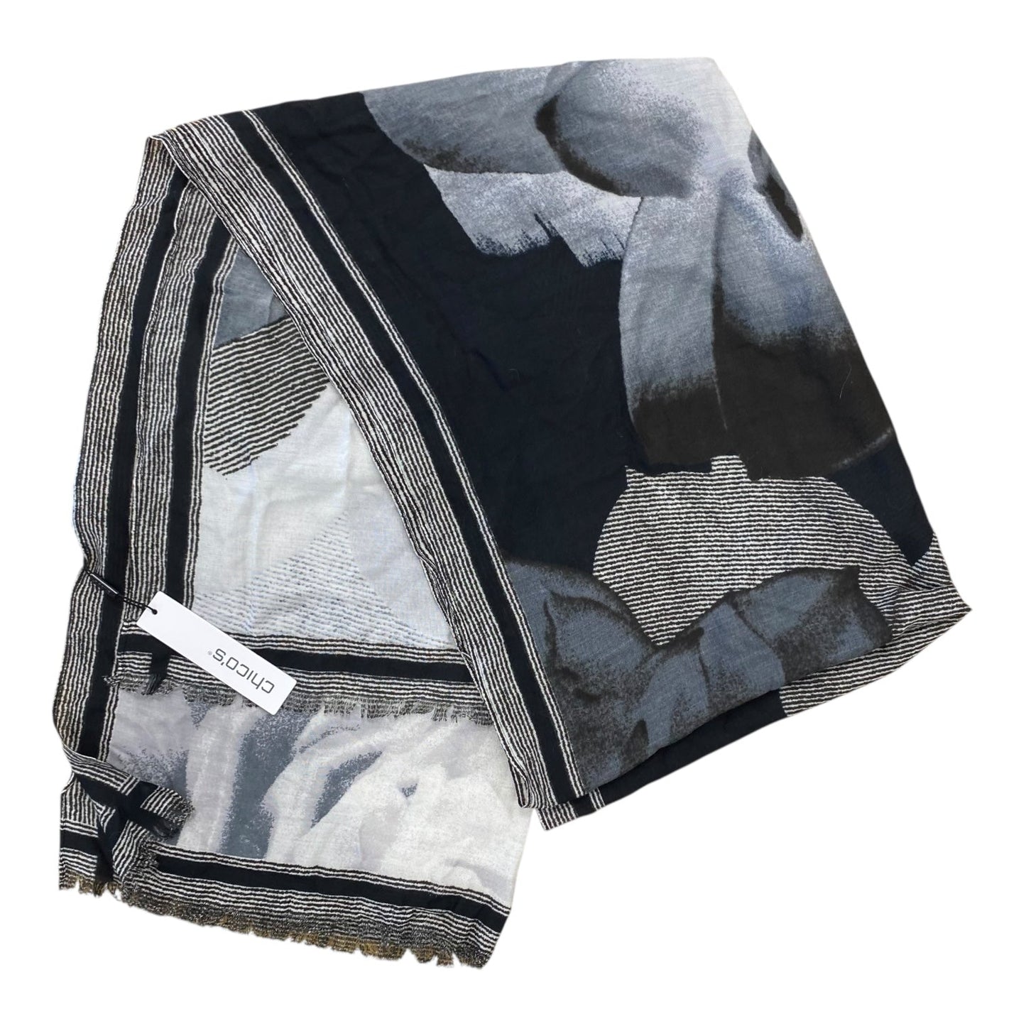 Scarf Long By Chicos In Black & Grey