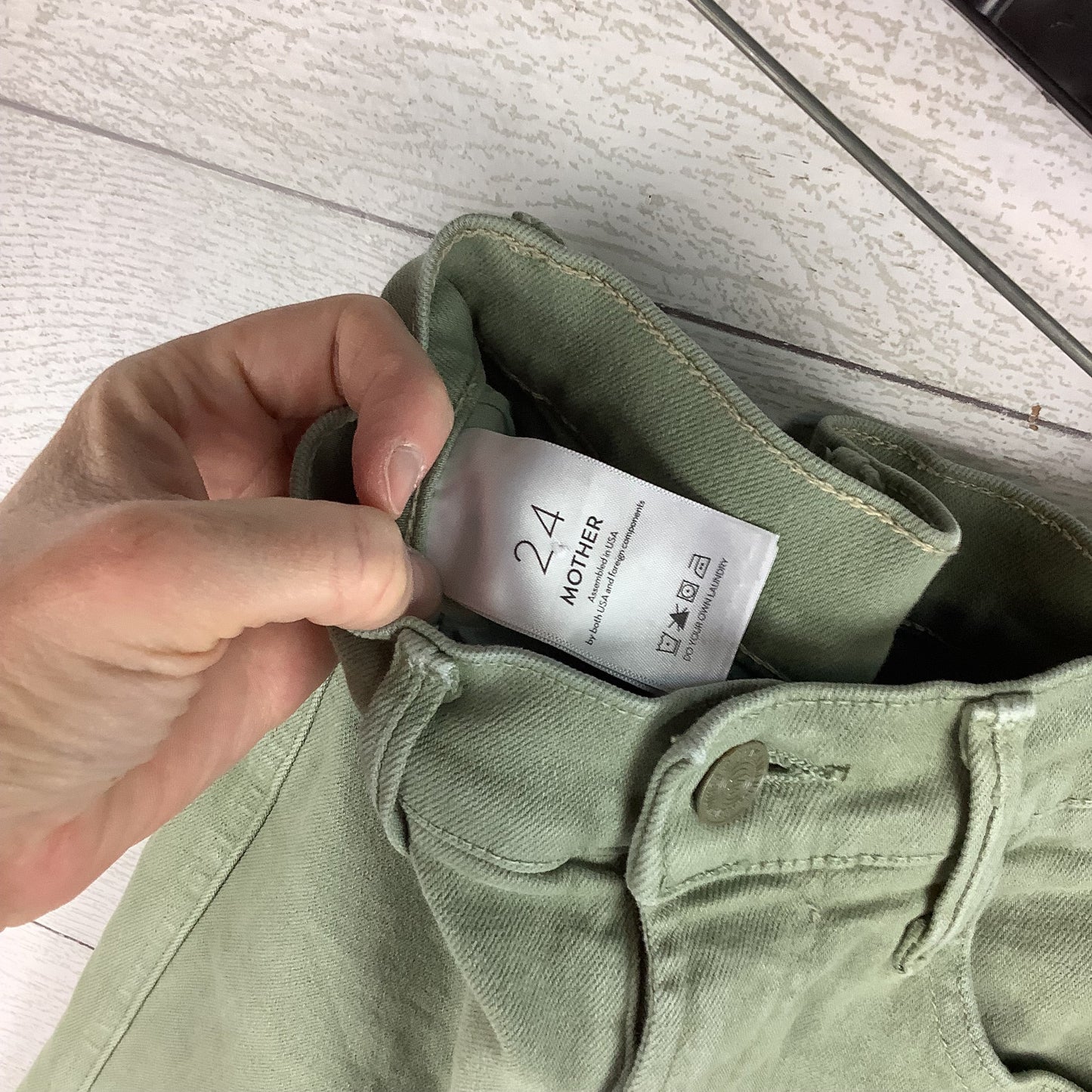Jeans Straight By Mother In Green Denim, Size: 0 (24)