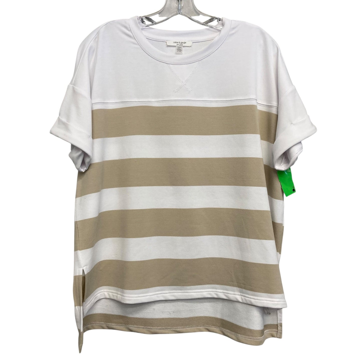 Top Sleeveless By Cable And Gauge In Tan & White, Size:L