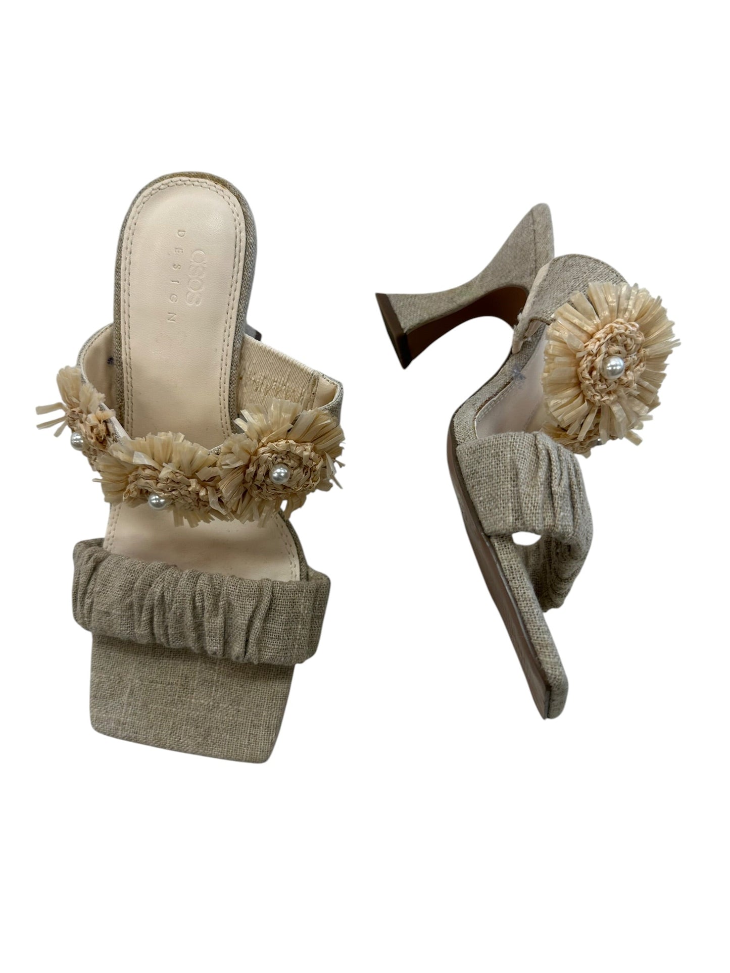 Shoes Heels Block By Asos In Beige, Size:5