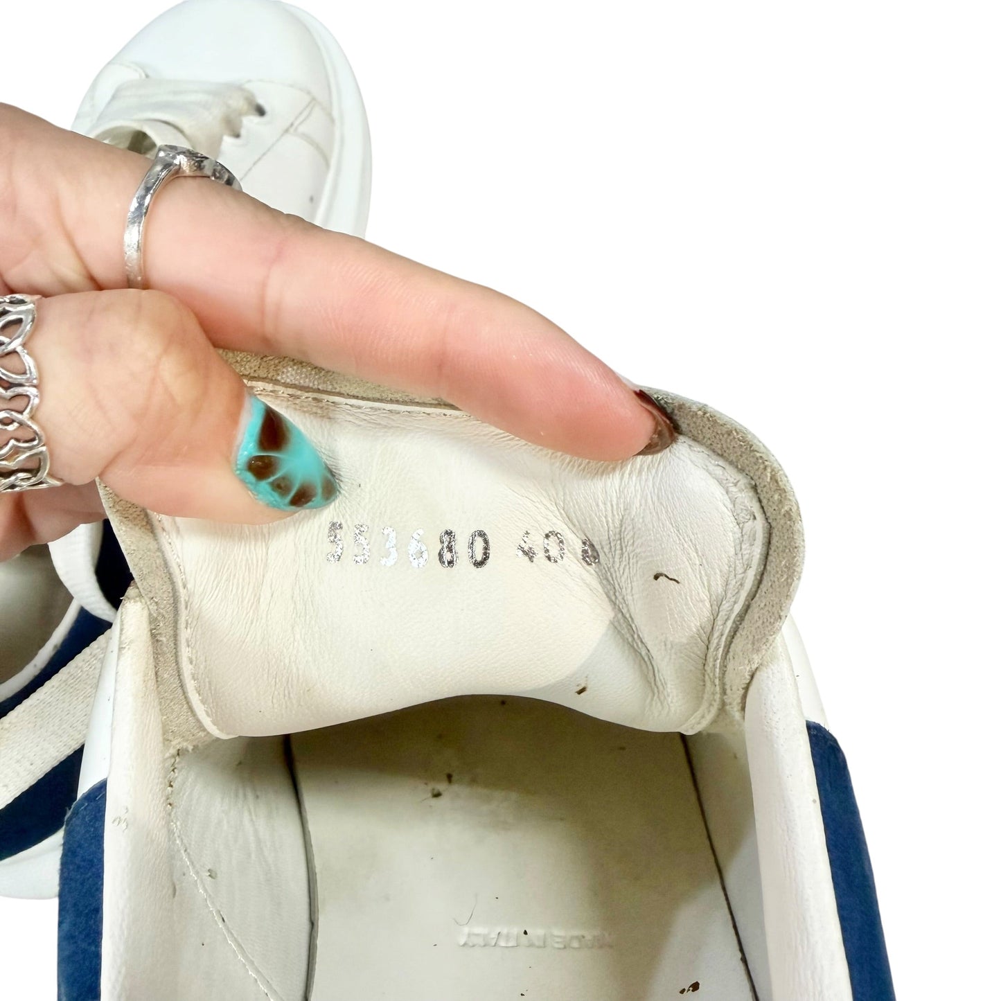 Shoes Luxury Designer By Alexander Mcqueen In Blue & White, Size: 9.5