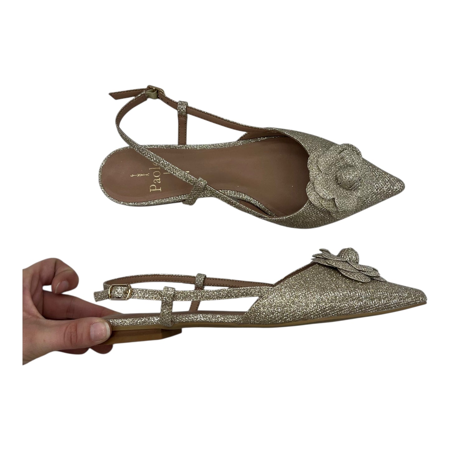 Shoes Flats By Linea Paolo In Gold, Size:7.5