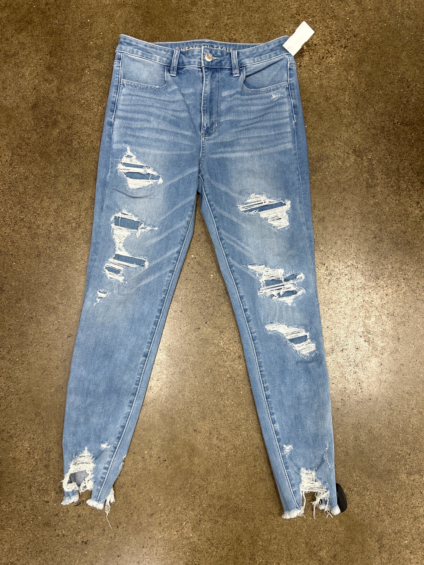 Jeans Skinny By American Eagle In Blue Denim, Size:8short