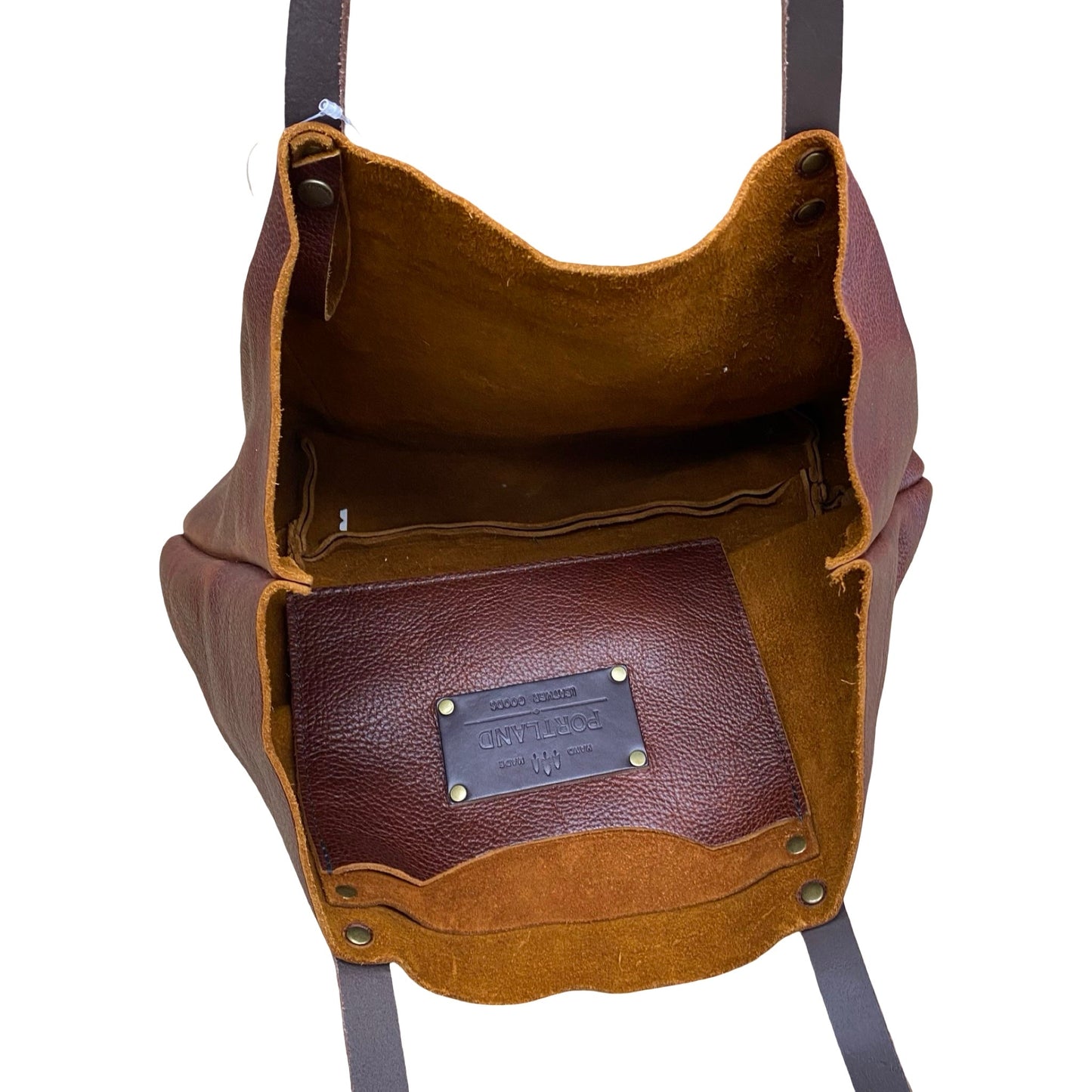 Handbag Leather By Portland Leather In Brown, Size:Medium