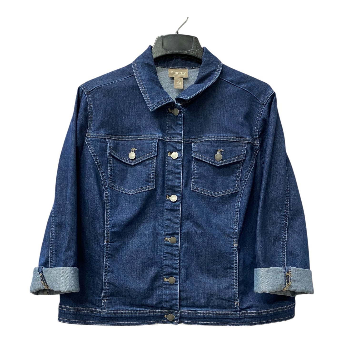 Jacket Denim By Chicos In Blue, Size:Xl