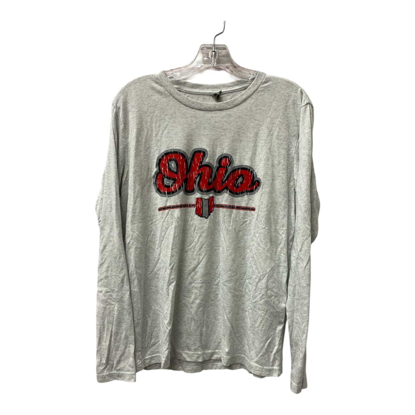 Athletic Top Ls Crewneck By Next Level In Grey, Size:M