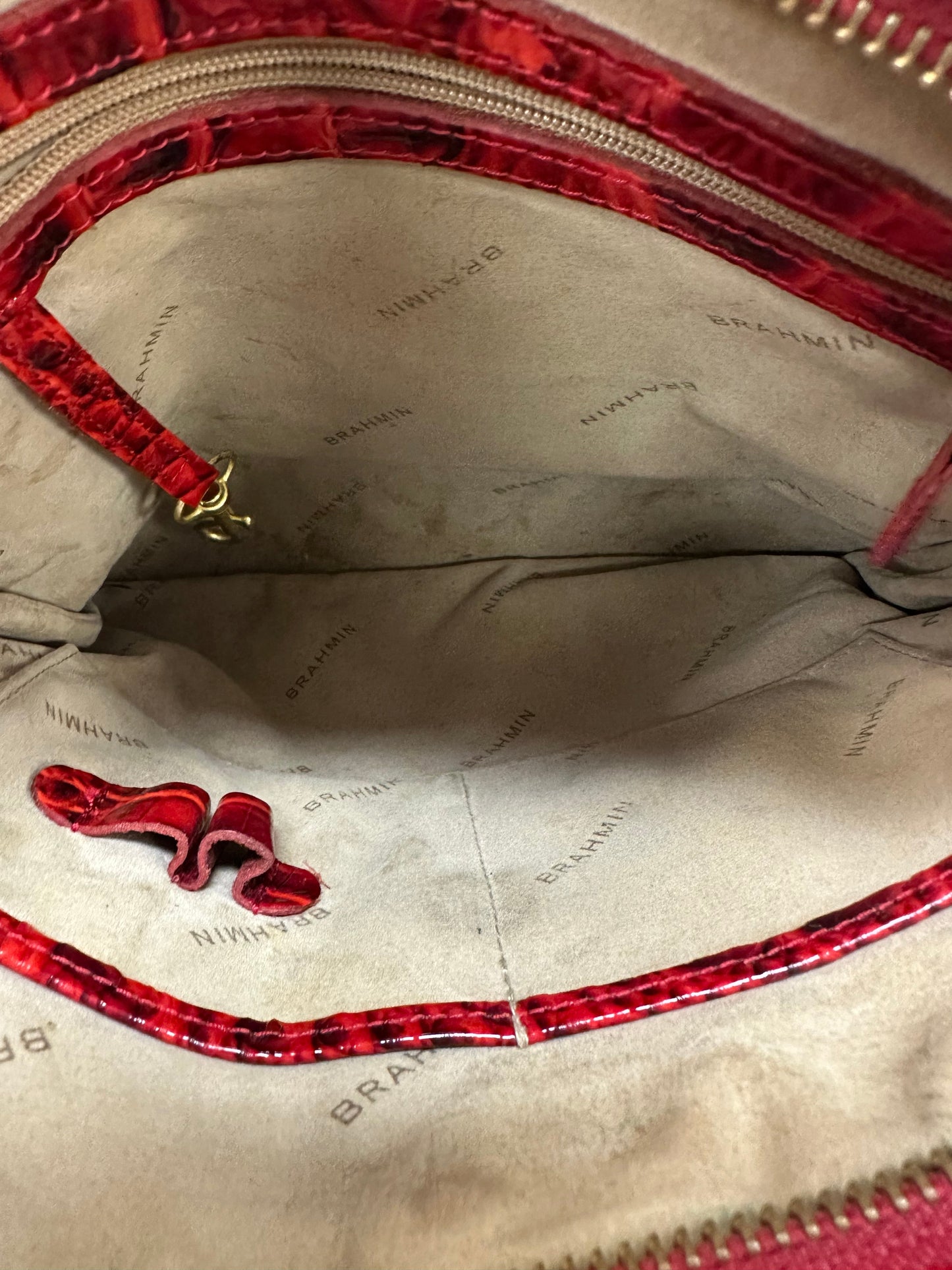 Crossbody Designer By Brahmin In Red, Size:Medium